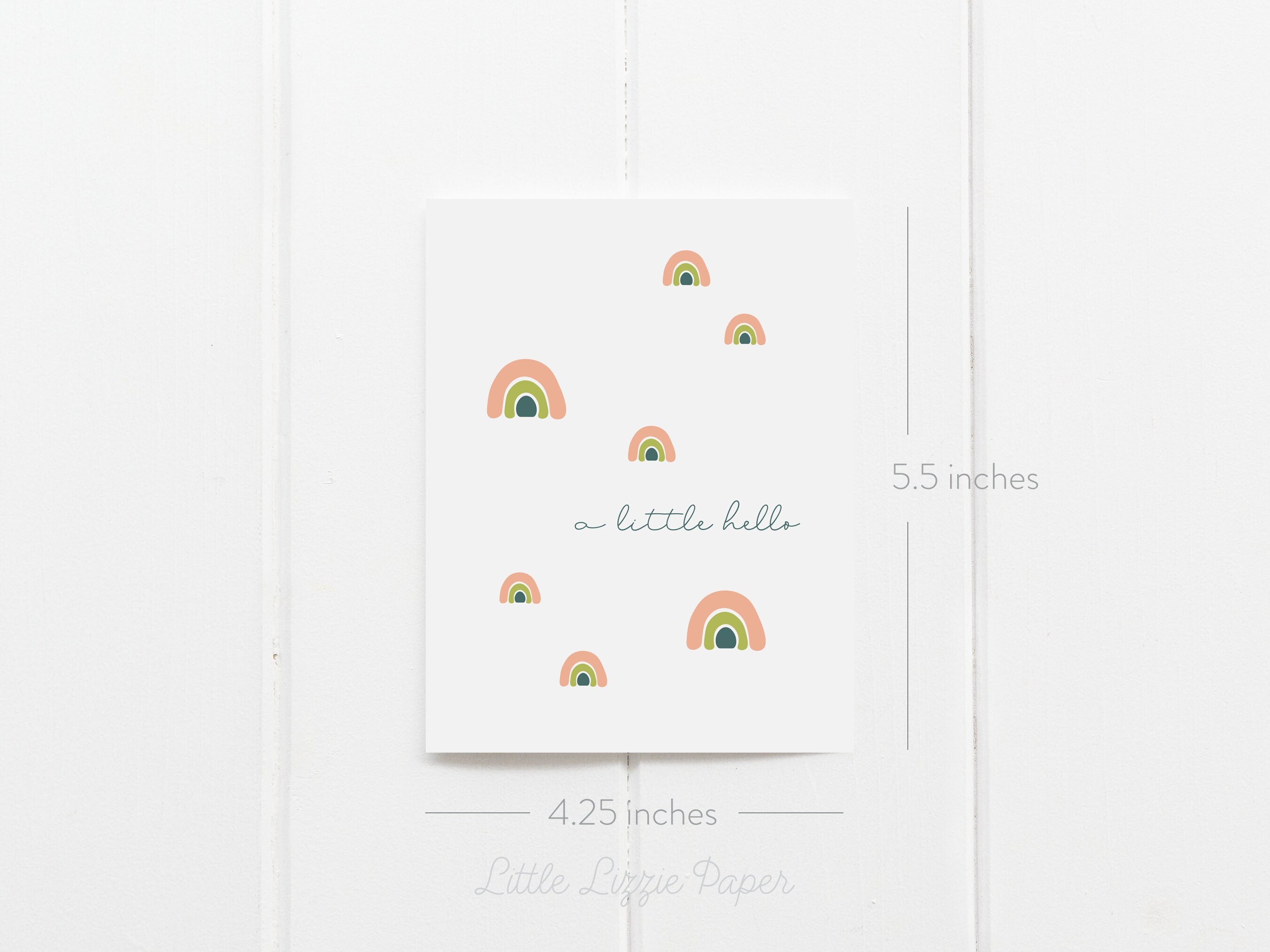 A Little Hello Card – Friendship Card – Folded 4.25 x 5.5 Greeting Card – Social Stationery