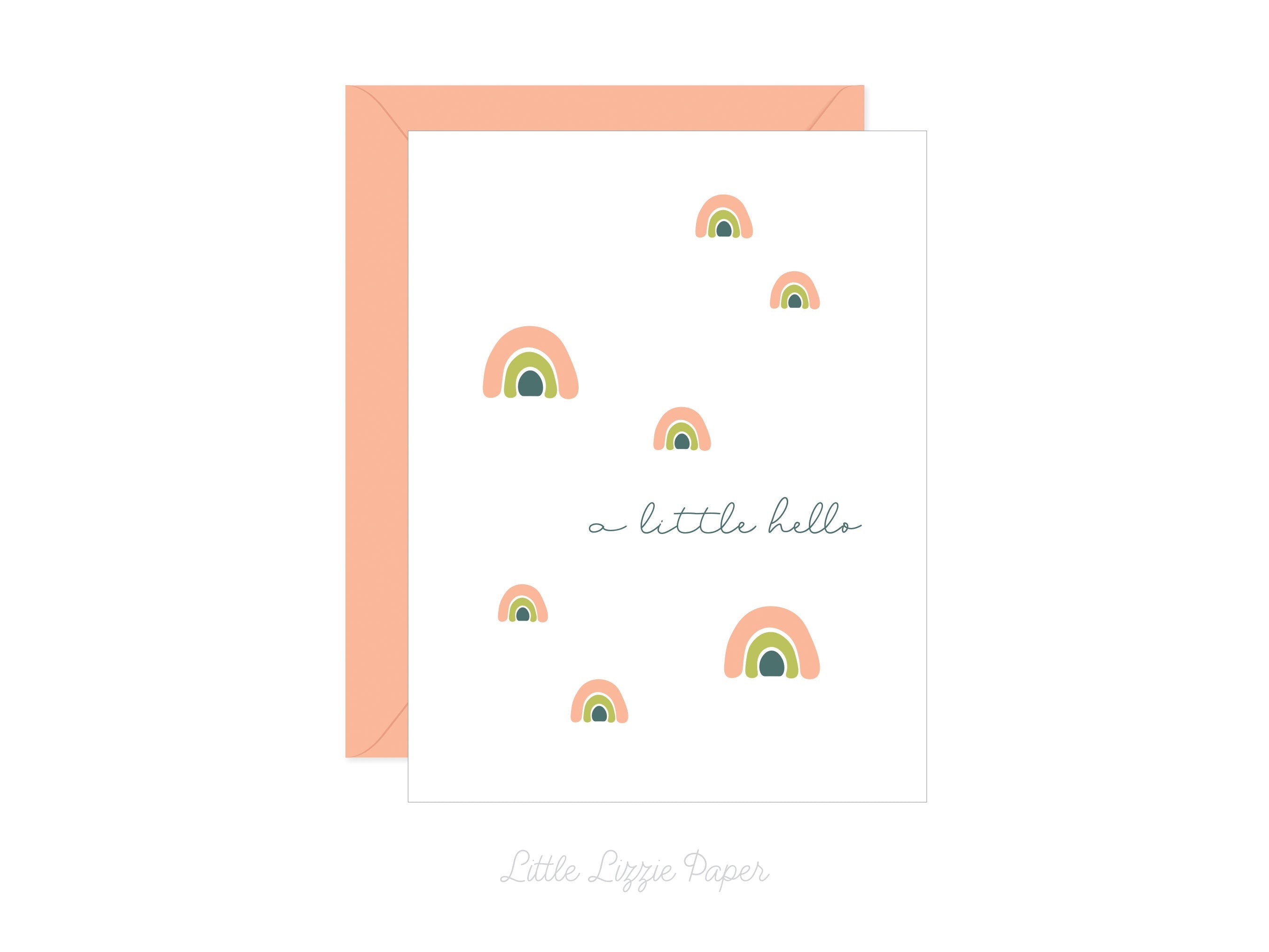 A Little Hello Card – Friendship Card – Folded 4.25 x 5.5 Greeting Card – Social Stationery