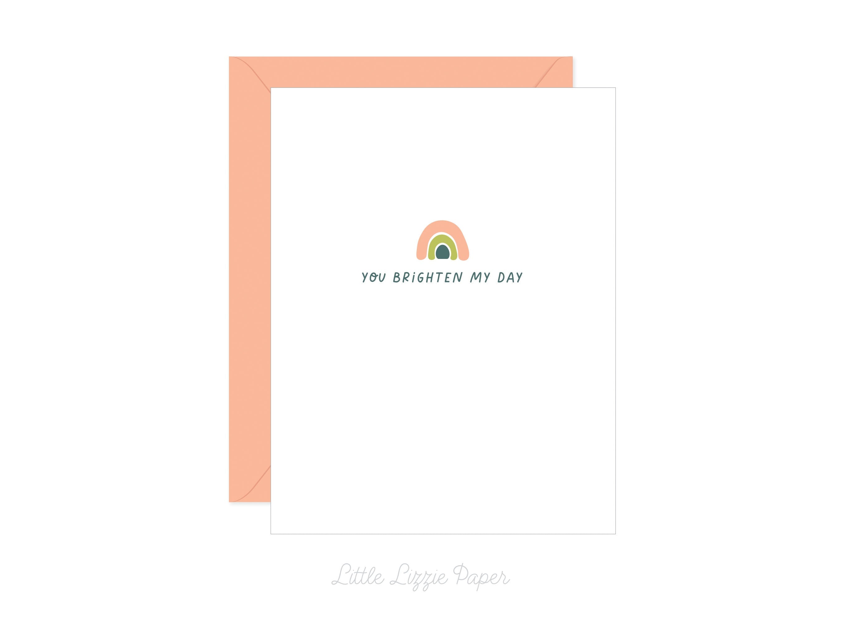 You Brighten My Day Card – Friendship Card – Folded 4.25 x 5.5 Greeting Card – Social Stationery
