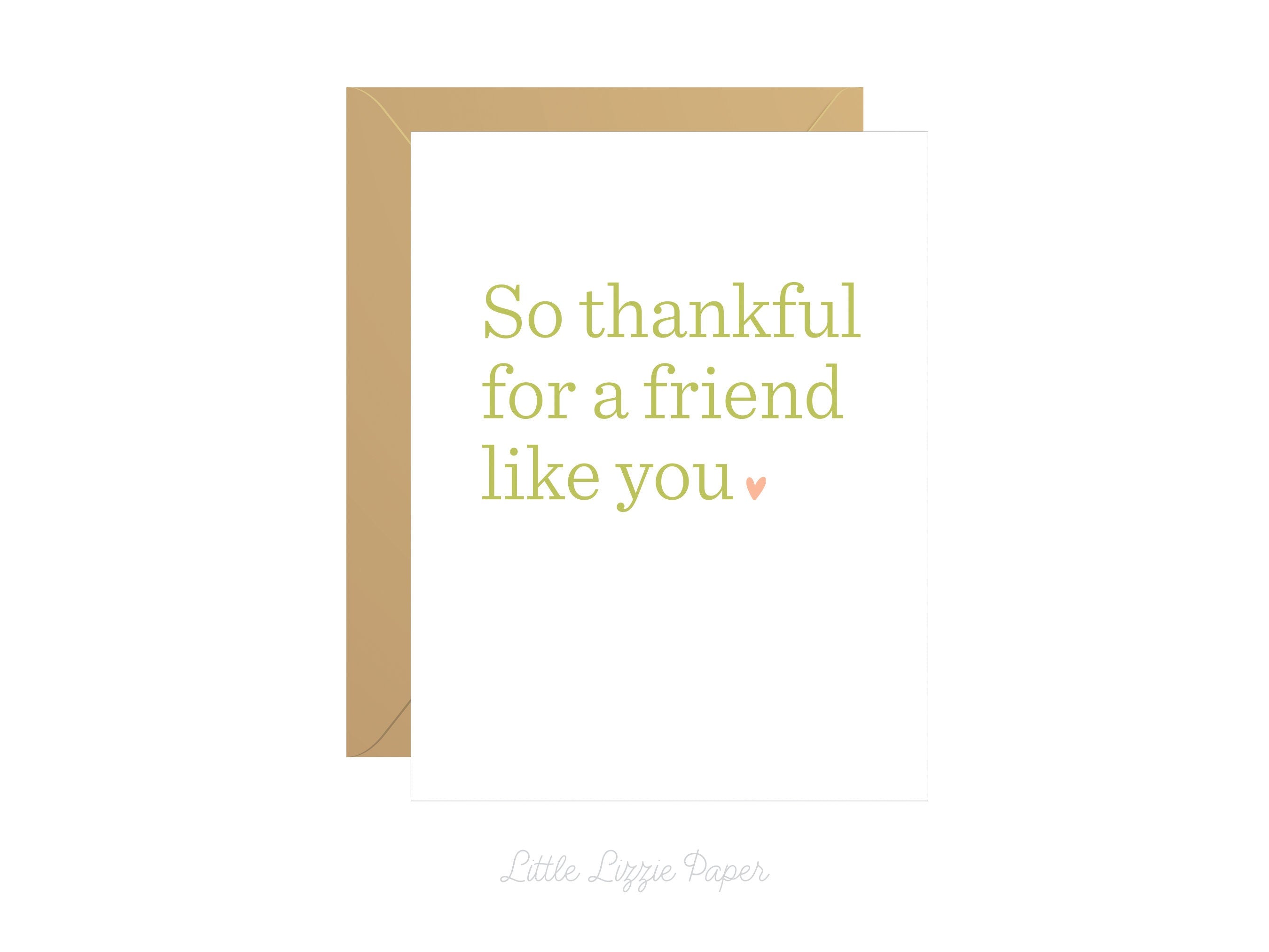 Thankful for a Friend Like You Card – Friendship Card – Folded 4.25 x 5.5 Greeting Card – Social Stationery