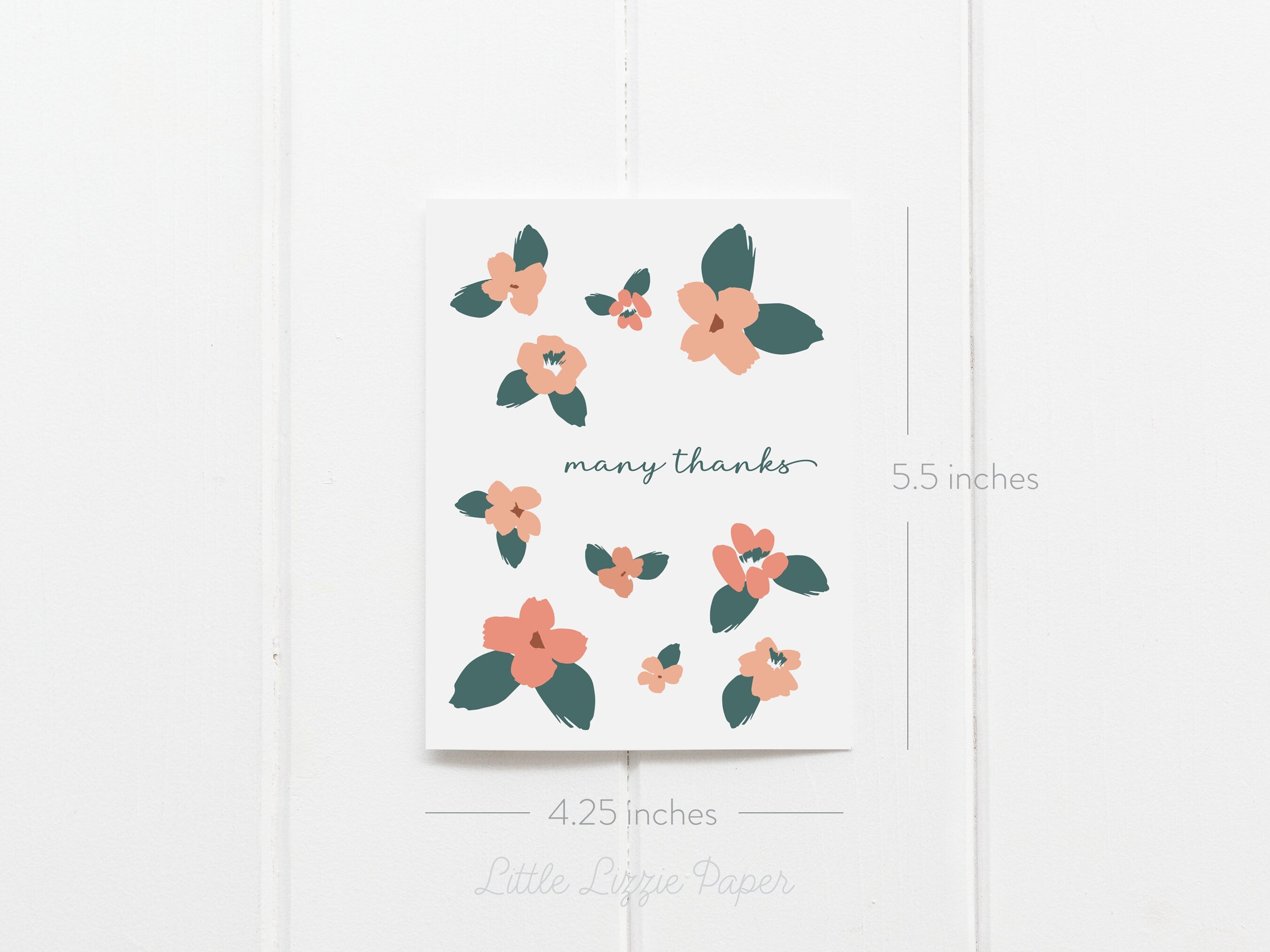 Many Thanks Card – Thank You Card – Folded 4.25 x 5.5 Greeting Card – Social Stationery