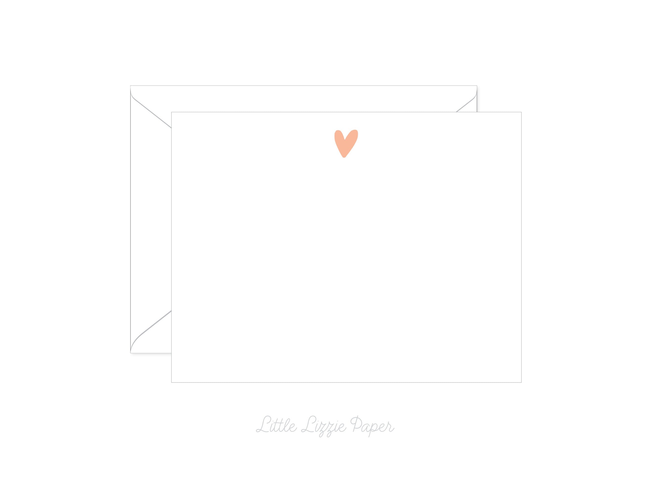 Heart Flat Note Card – Friendship Card – Flat 5.5 x 4.25 Note Card – Social Stationery
