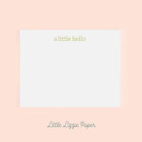 A Little Hello Flat Note Card – Friendship Card – Flat 5.5 x 4.25 Note Card – Social Stationery