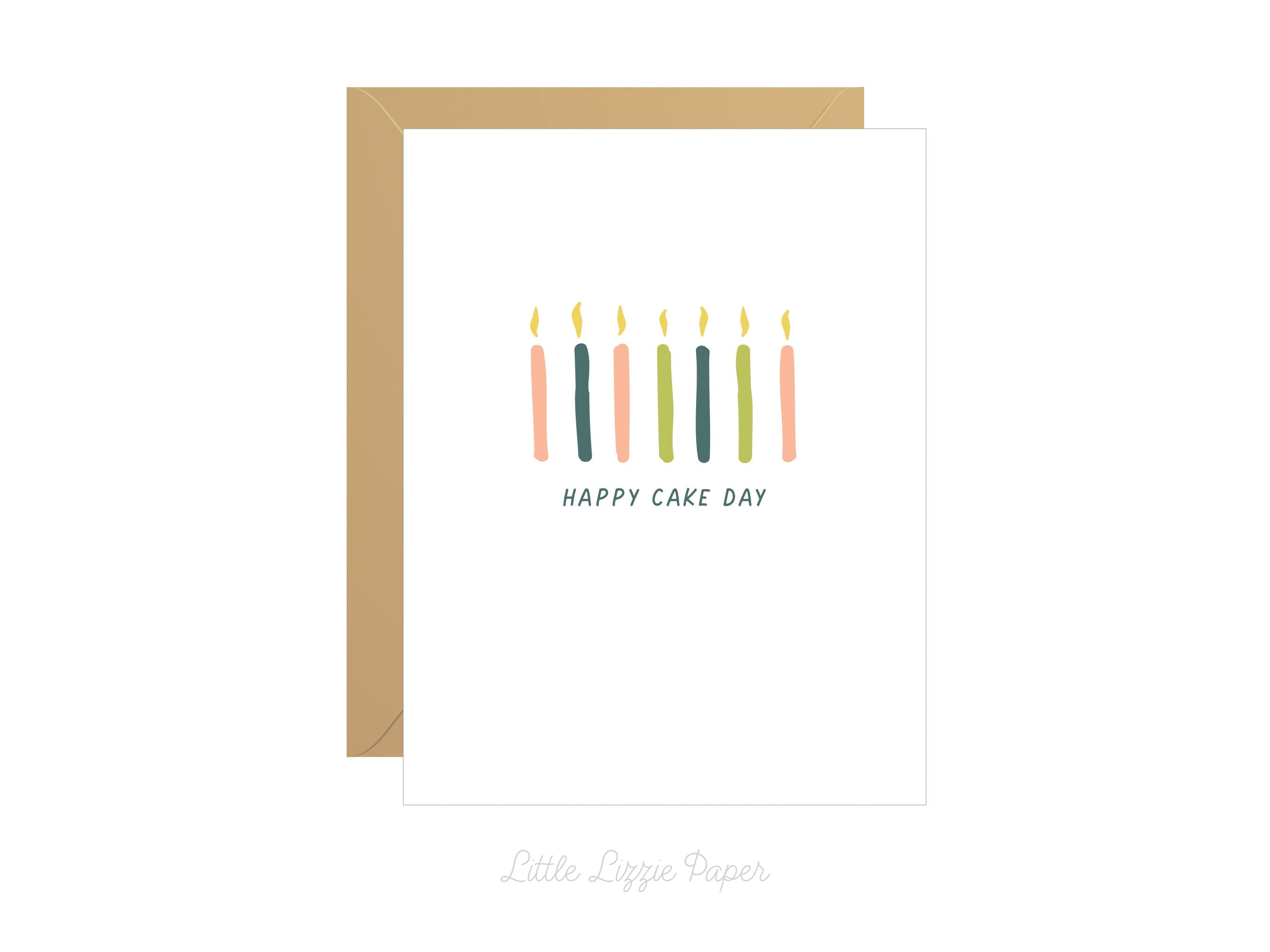 Happy Cake Day Card – Happy Birthday Card – Friendship Card – Folded 4.25 x 5.5 Greeting Card – Social Stationery