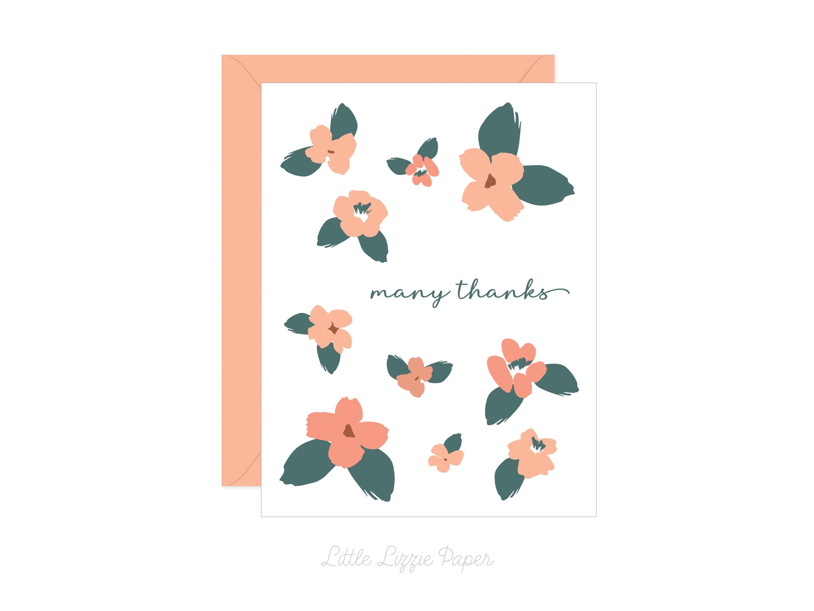 Many Thanks Card – Thank You Card – Folded 4.25 x 5.5 Greeting Card – Social Stationery