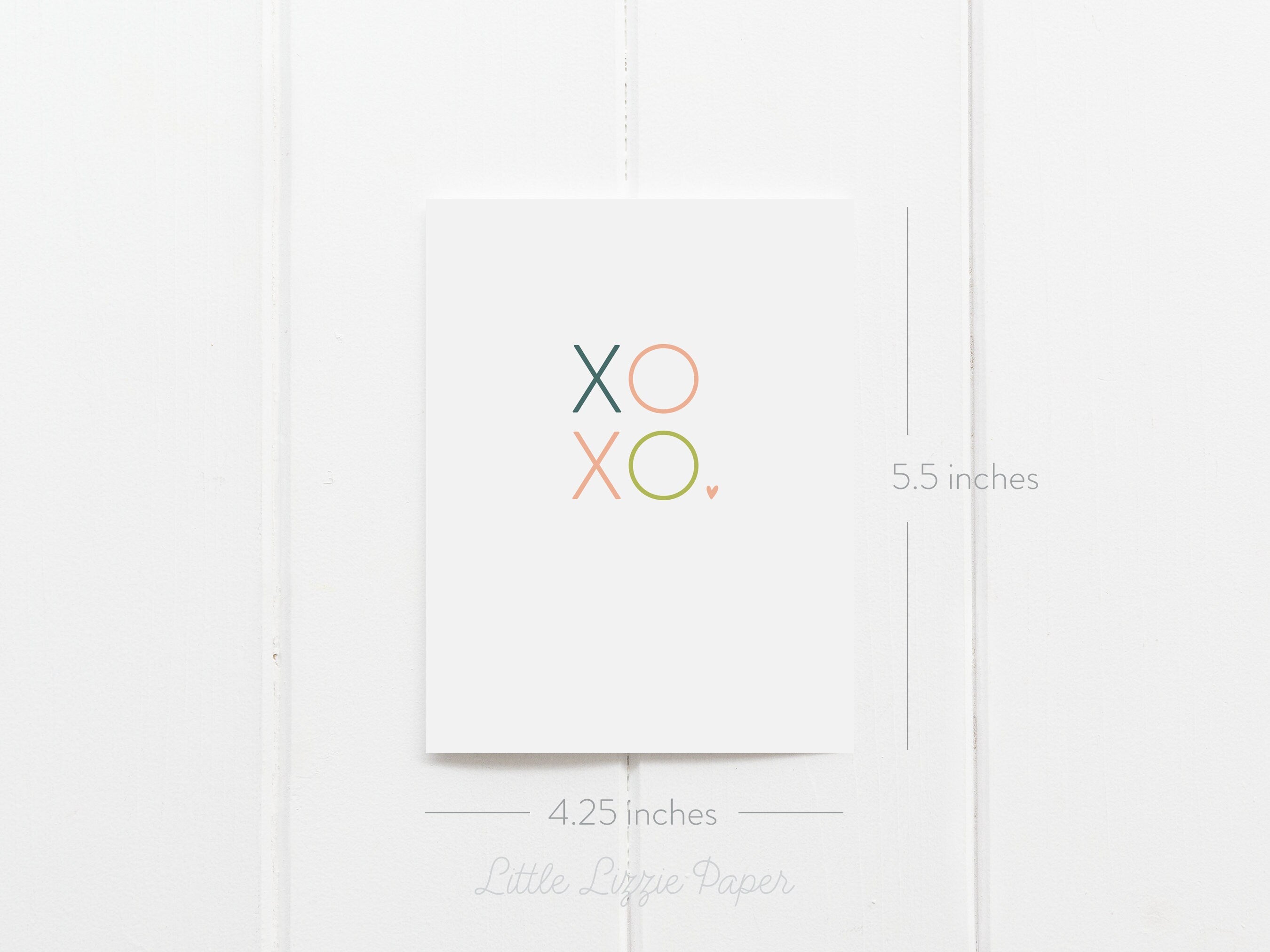 XOXO Card – Friendship Card – Folded 4.25 x 5.5 Greeting Card – Social Stationery