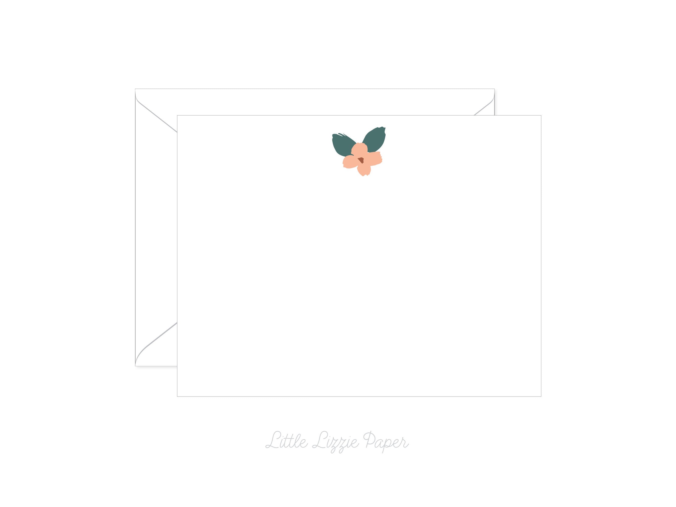 Flower Flat Note Card – Friendship Card – Flat 5.5 x 4.25 Note Card – Social Stationery