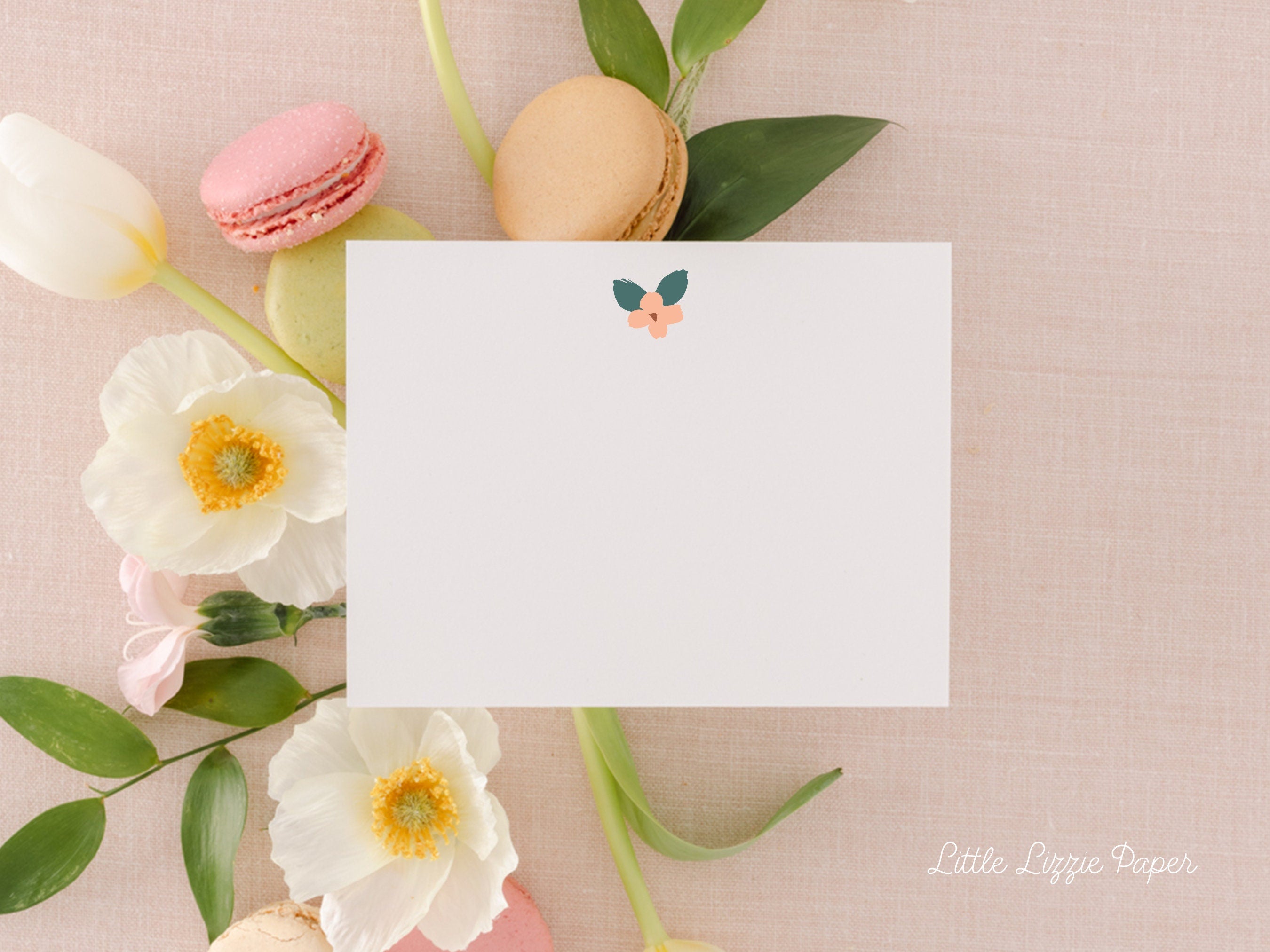 Flower Flat Note Card – Friendship Card – Flat 5.5 x 4.25 Note Card – Social Stationery
