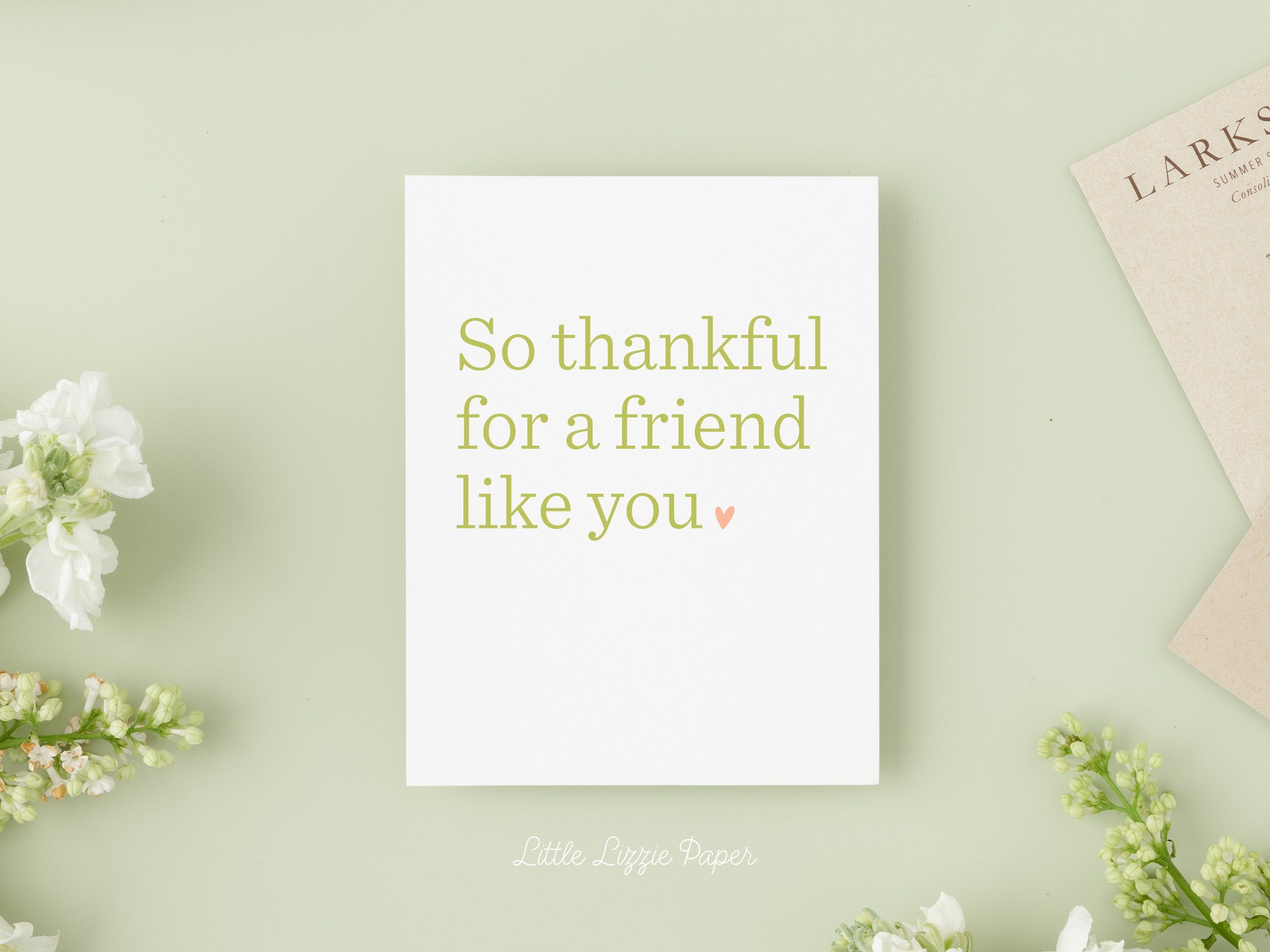 Thankful for a Friend Like You Card – Friendship Card – Folded 4.25 x 5.5 Greeting Card – Social Stationery