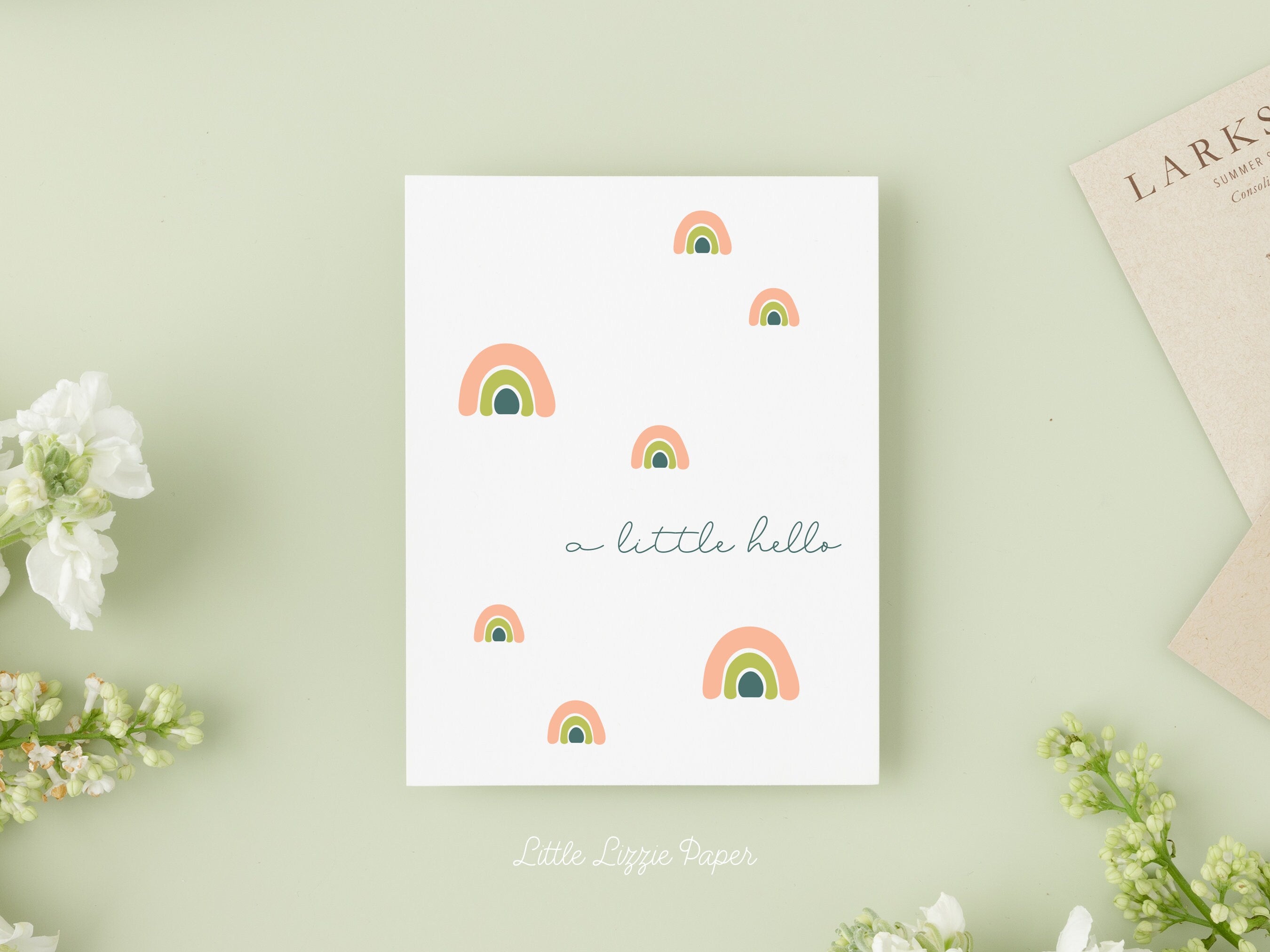 A Little Hello Card – Friendship Card – Folded 4.25 x 5.5 Greeting Card – Social Stationery