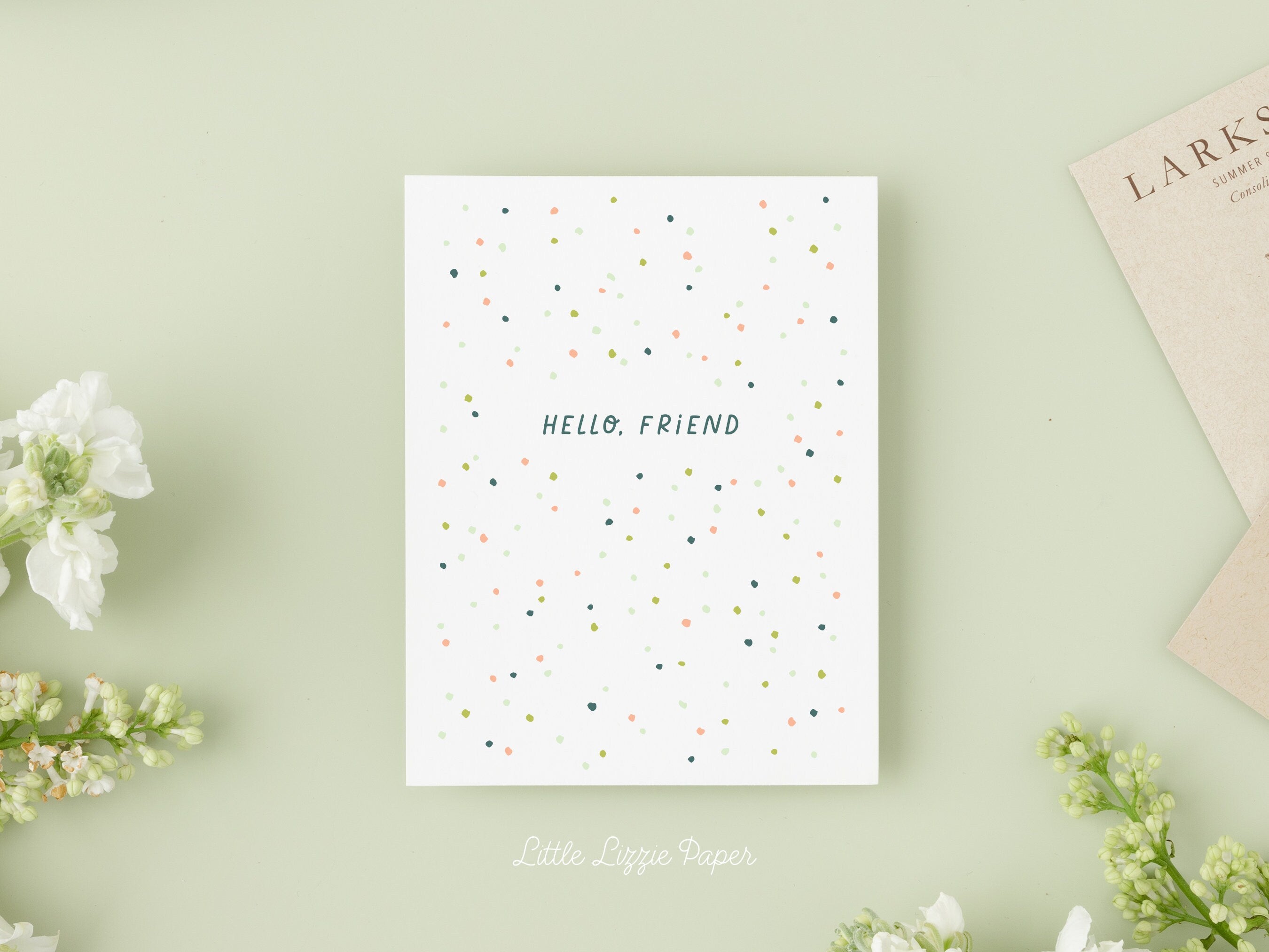 Hello Friend Card – Friendship Card – Folded 4.25 x 5.5 Greeting Card – Social Stationery