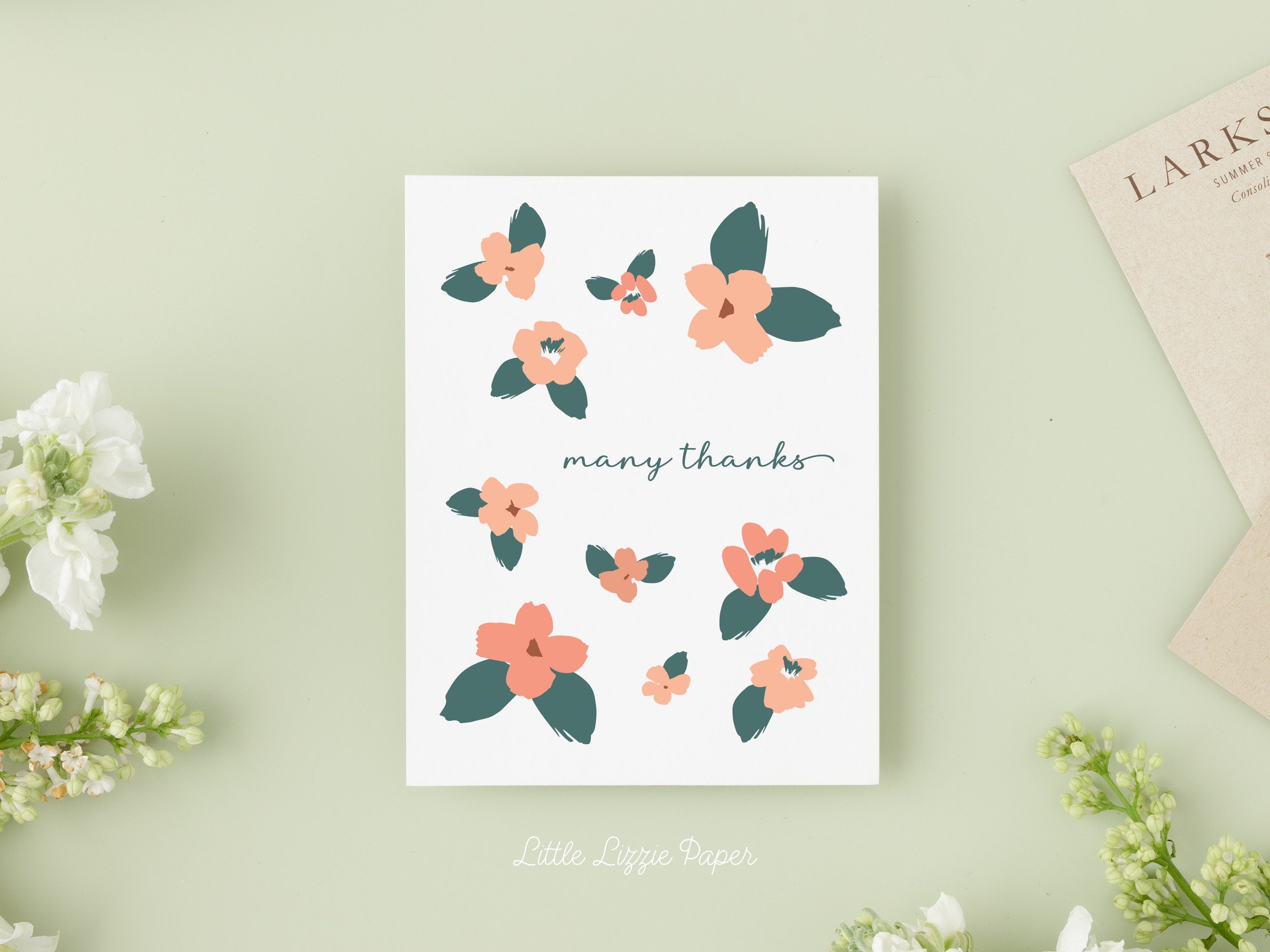 Many Thanks Card – Thank You Card – Folded 4.25 x 5.5 Greeting Card – Social Stationery