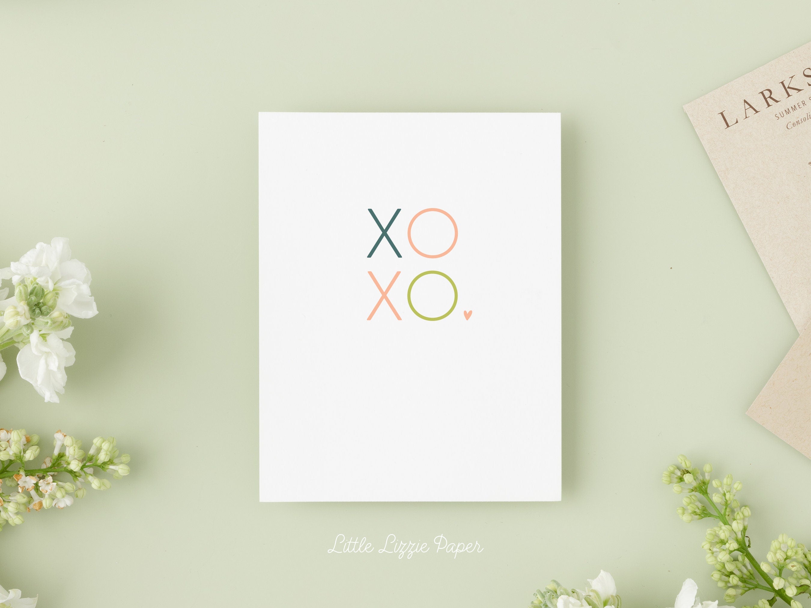 XOXO Card – Friendship Card – Folded 4.25 x 5.5 Greeting Card – Social Stationery