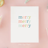 Merry Merry Merry – Christmas Card – Holiday Card – Folded A2 Greeting Card – Social Stationery