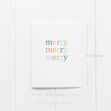 Merry Merry Merry – Christmas Card – Holiday Card – Folded A2 Greeting Card – Social Stationery
