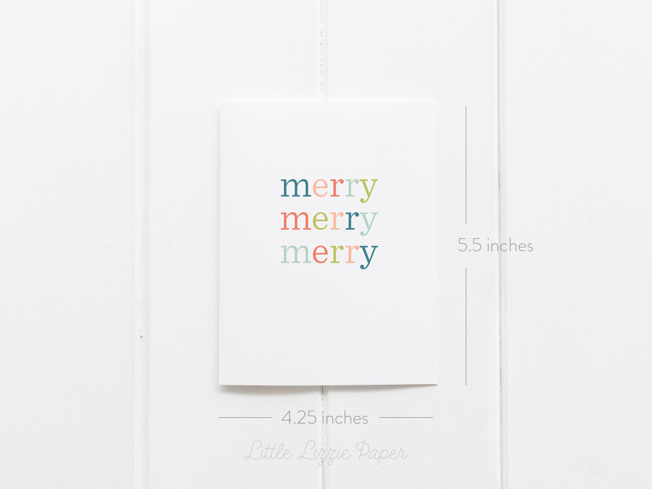 Merry Merry Merry – Christmas Card – Holiday Card – Folded A2 Greeting Card – Social Stationery