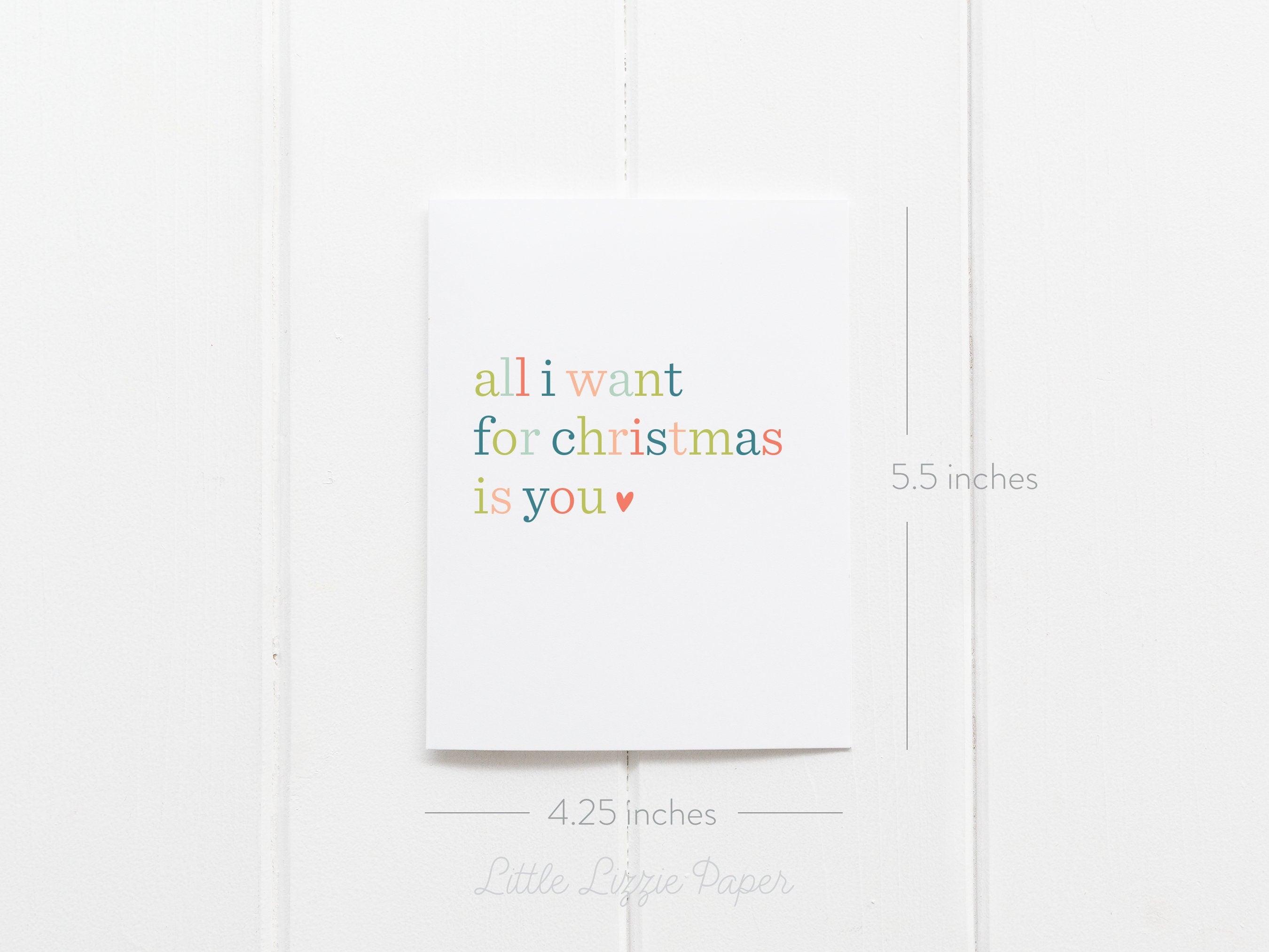 All I Want for Christmas Card – Christmas Card – Holiday Card – Folded A2 Greeting Card – Social Stationery