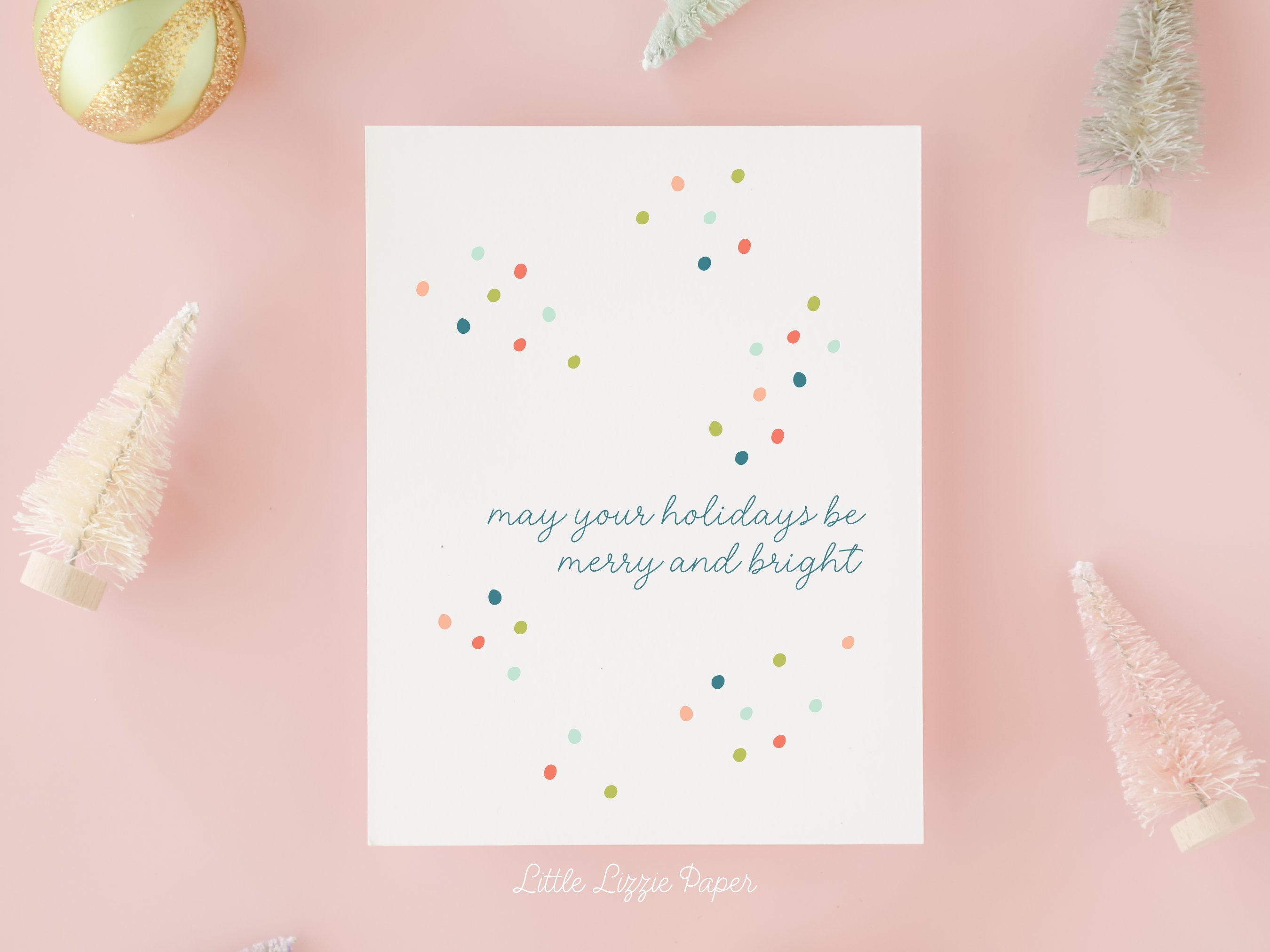 Merry and Bright Holiday Card – Christmas Card – Holiday Card – Folded A2 Greeting Card – Social Stationery