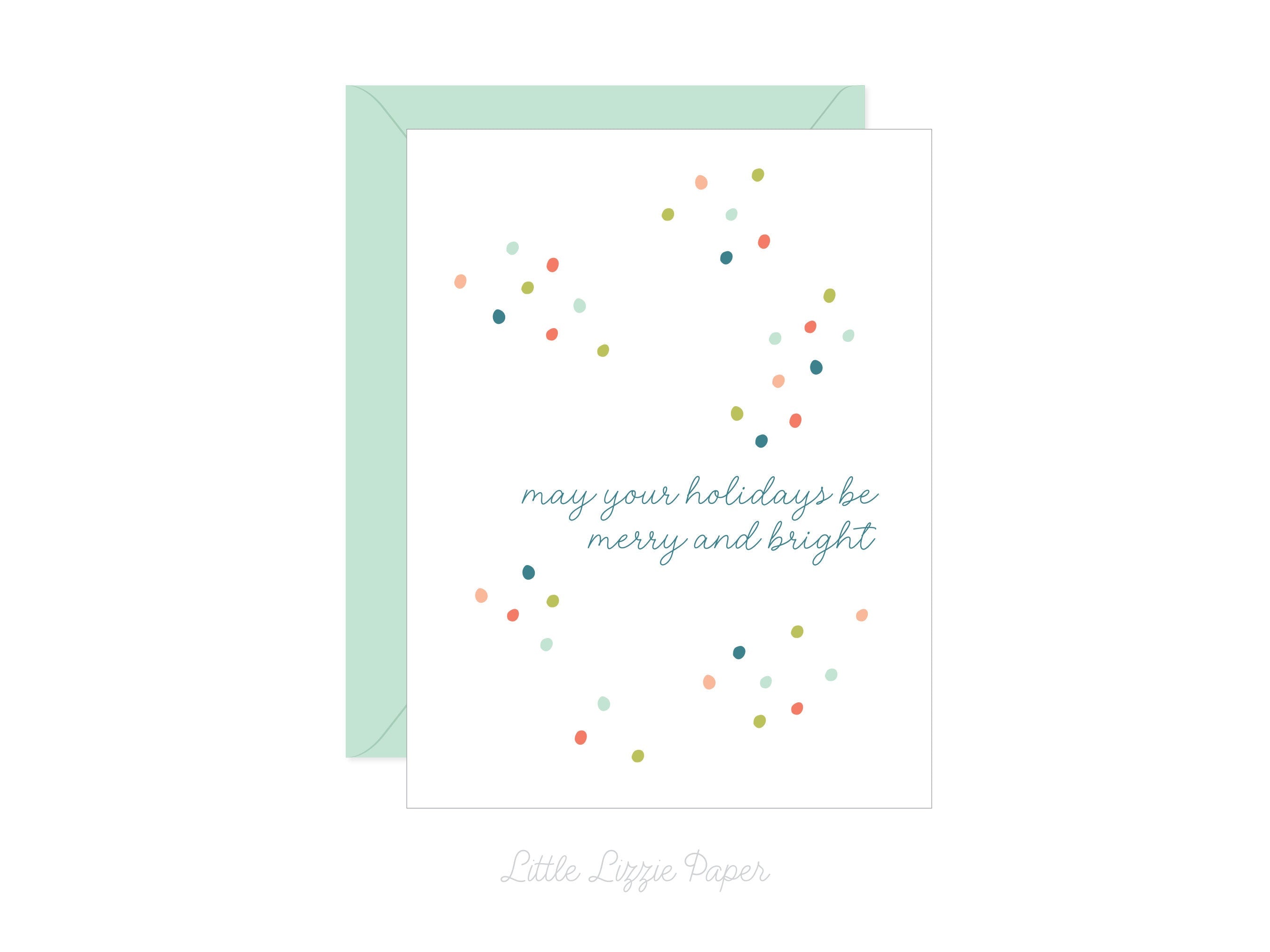Merry and Bright Holiday Card – Christmas Card – Holiday Card – Folded A2 Greeting Card – Social Stationery