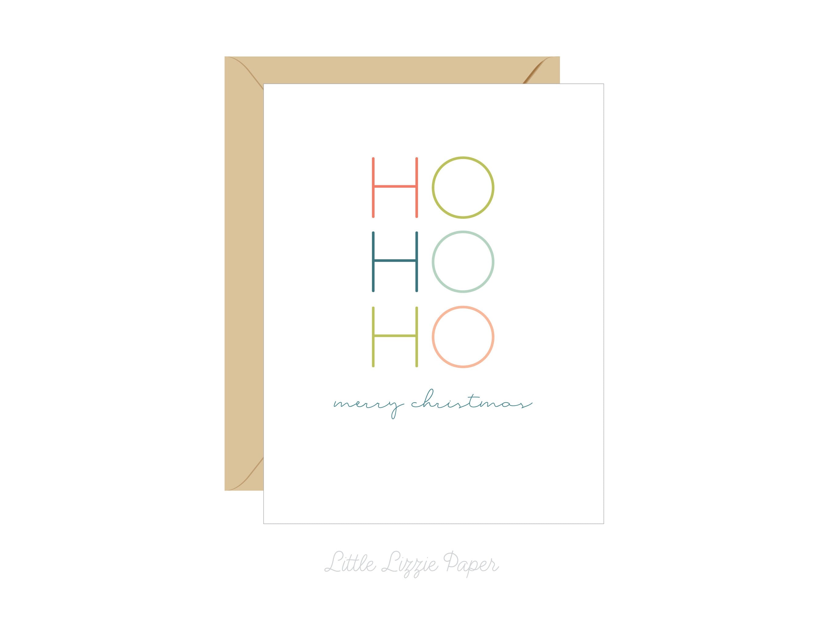 Ho Ho Ho Christmas Card – Christmas Card – Holiday Card – Folded A2 Greeting Card – Social Stationery