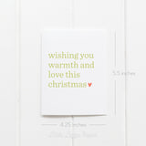 Warmth and Love Christmas Card – Christmas Card – Holiday Card – Folded A2 Greeting Card – Social Stationery