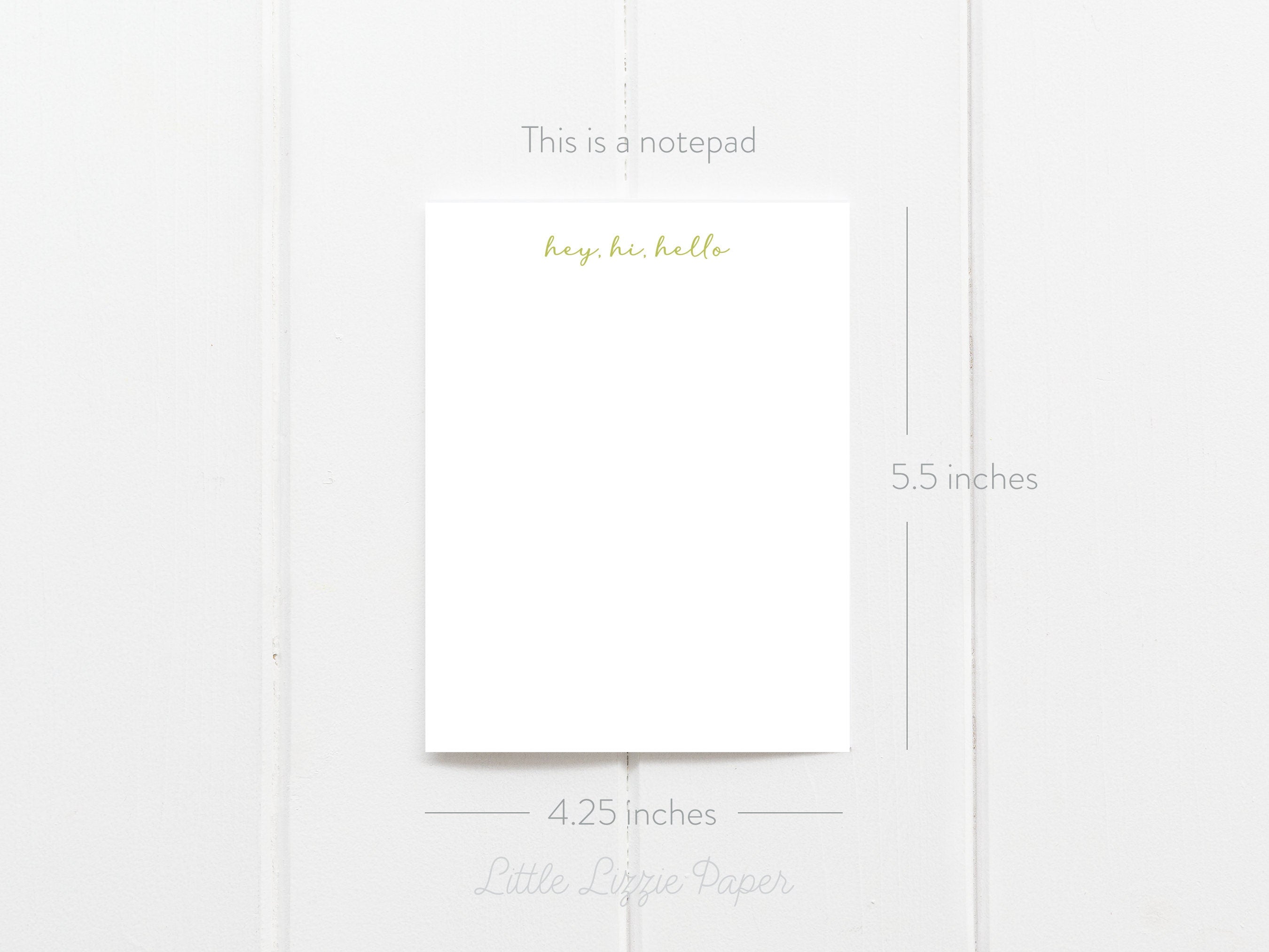 Hi Notepad Hey, Hi, Hello Script Notepad – Little Lizzie Paper