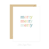 Merry Merry Merry – Christmas Card – Holiday Card – Folded A2 Greeting Card – Social Stationery
