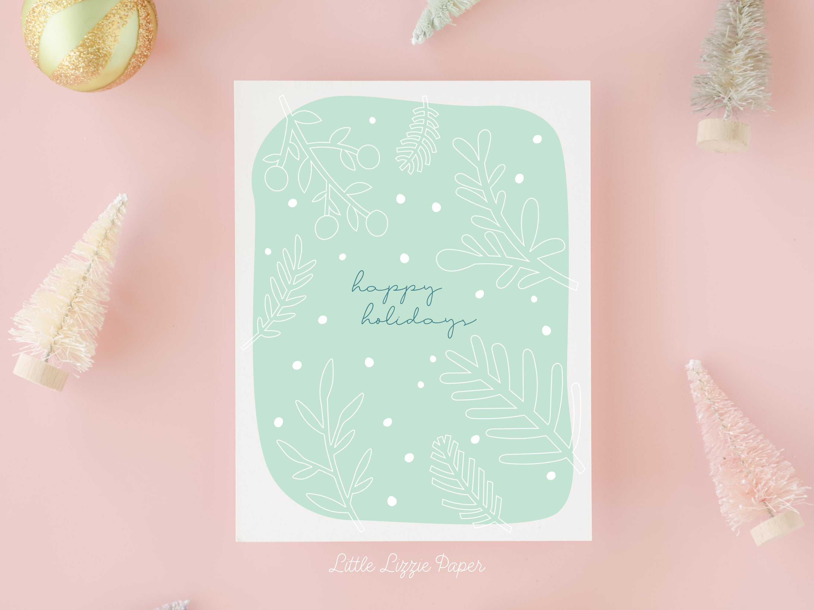 Happy Holidays Card – Christmas Card – Holiday Card – Folded A2 Greeting Card – Social Stationery