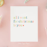 All I Want for Christmas Card – Christmas Card – Holiday Card – Folded A2 Greeting Card – Social Stationery