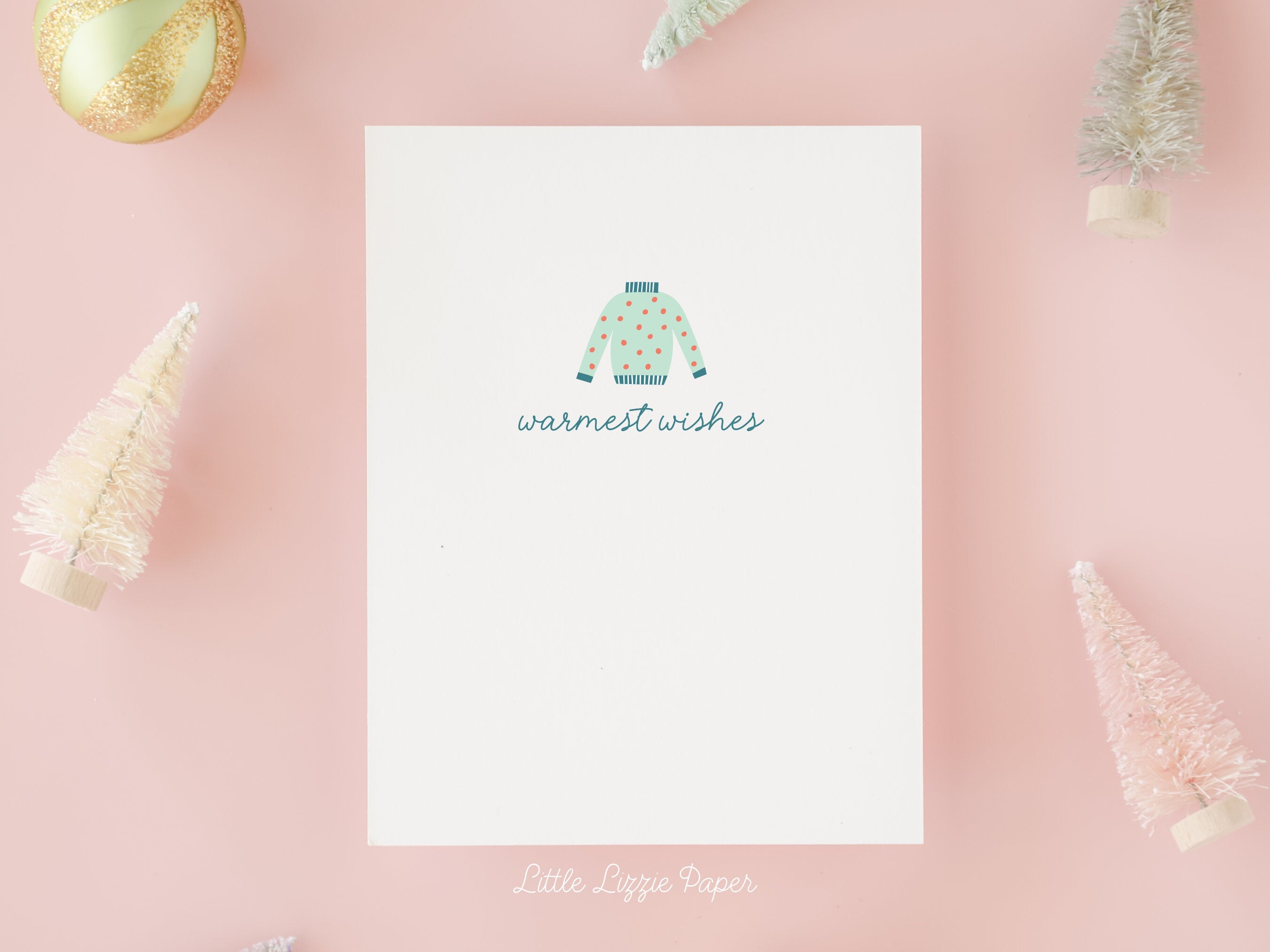 Warmest Wishes Card – Christmas Card – Holiday Card – Folded A2 Greeting Card – Social Stationery