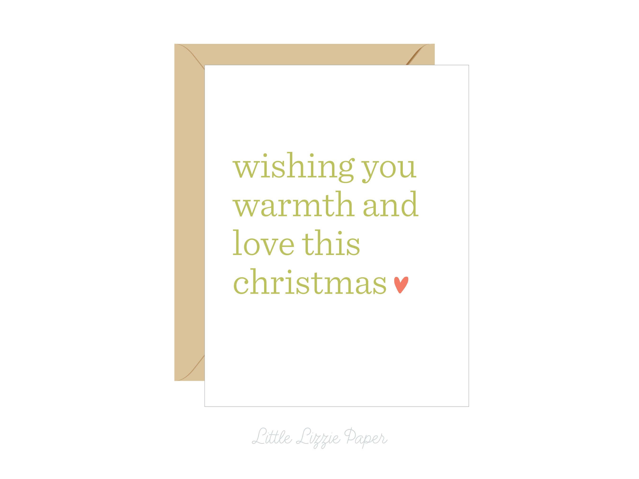 Warmth and Love Christmas Card – Christmas Card – Holiday Card – Folded A2 Greeting Card – Social Stationery