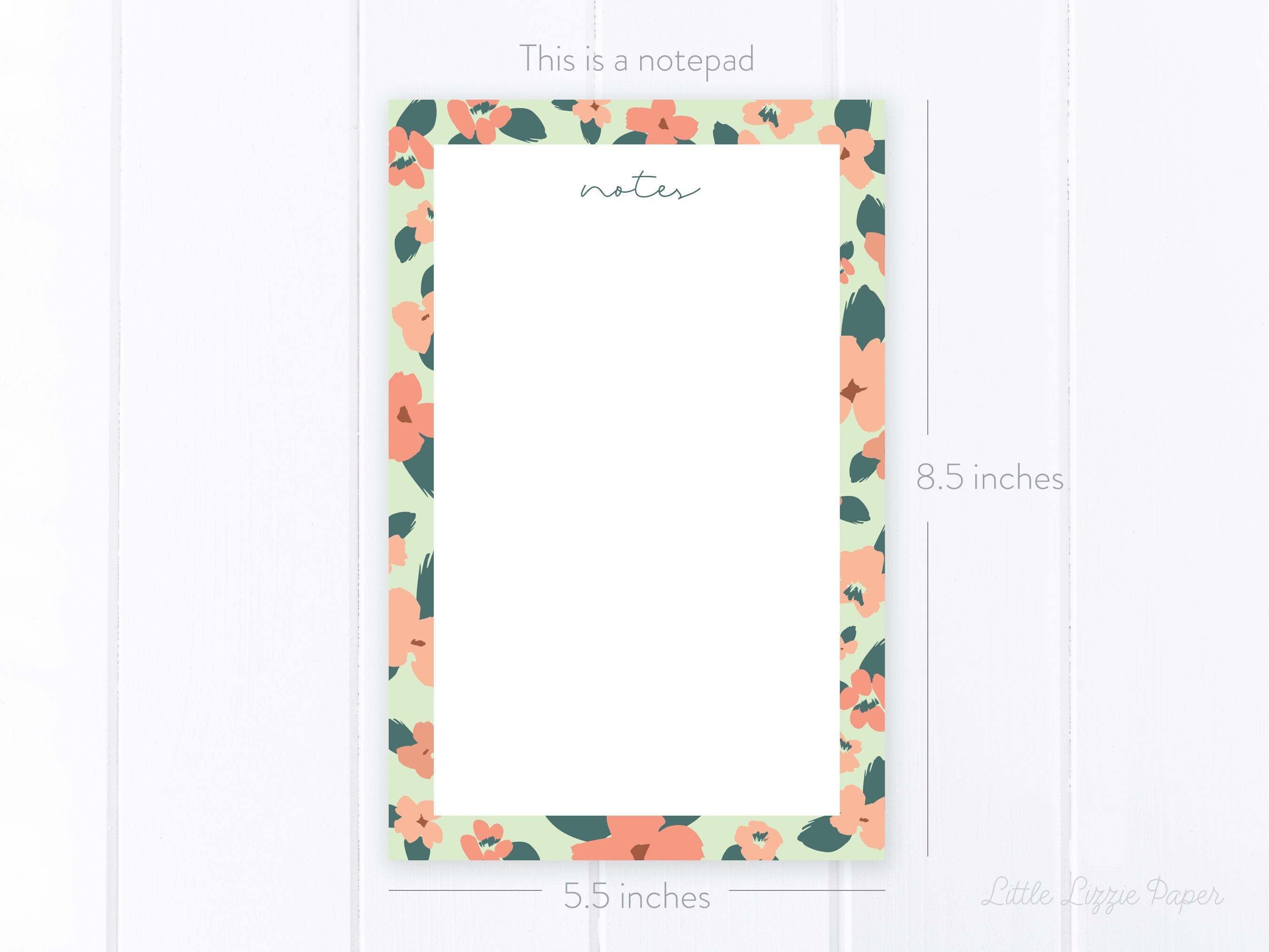 Floral Notes Notepad – 50-Sheet Tear-Off Notepad, 5.5 x 8.5 Notepad