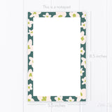 Teal Floral Notepad – 50-Sheet Tear-Off Notepad, 5.5 x 8.5 Notepad