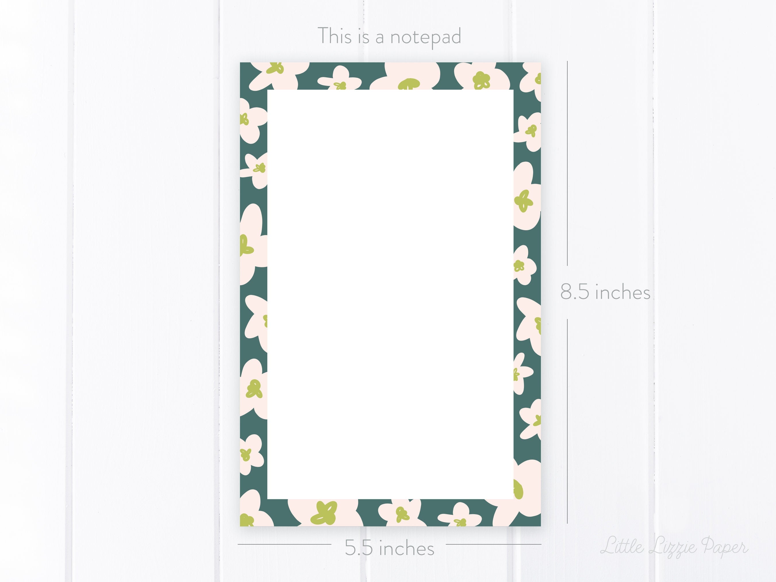 Teal Floral Notepad – 50-Sheet Tear-Off Notepad, 5.5 x 8.5 Notepad