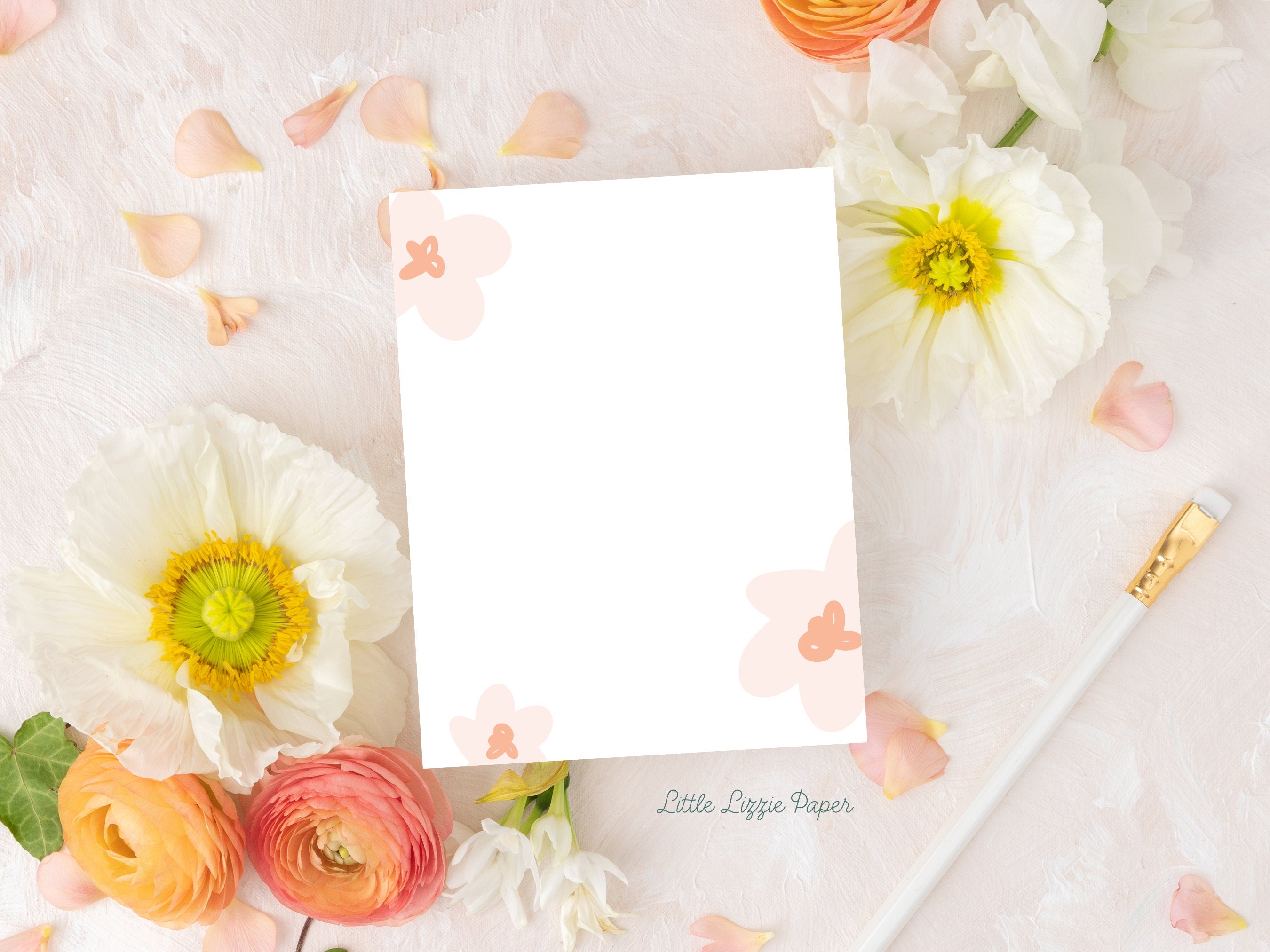Blush Floral Notepad – 50-Sheet Tear-Off Notepad, 4.25 x 5.5 Notepad