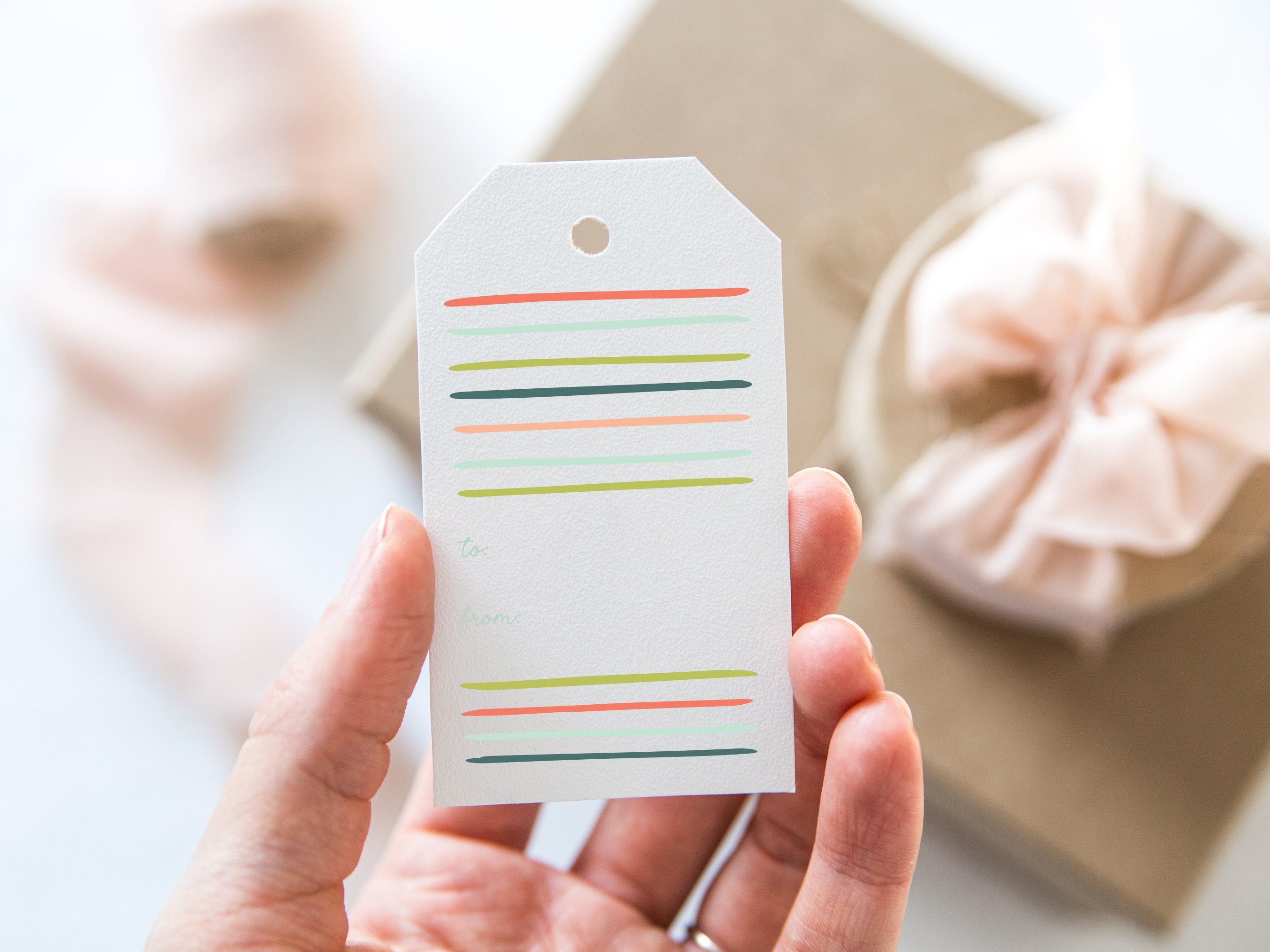 Festive Lines Gift Tags – Set of 8 Gift Tags – 2 x 3.5 Gift Tags – Birthday Gift Tags – Christmas Gift Tags – Holiday Gift Tags