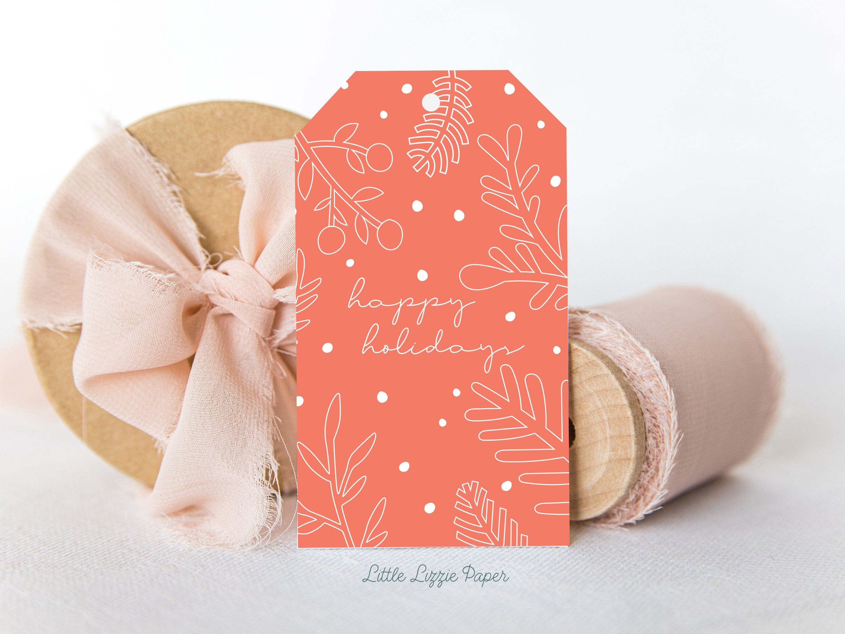 Happy Holidays Red Gift Tags – Set of 8 Gift Tags – Christmas Gift Tags – Holiday Gift Tags