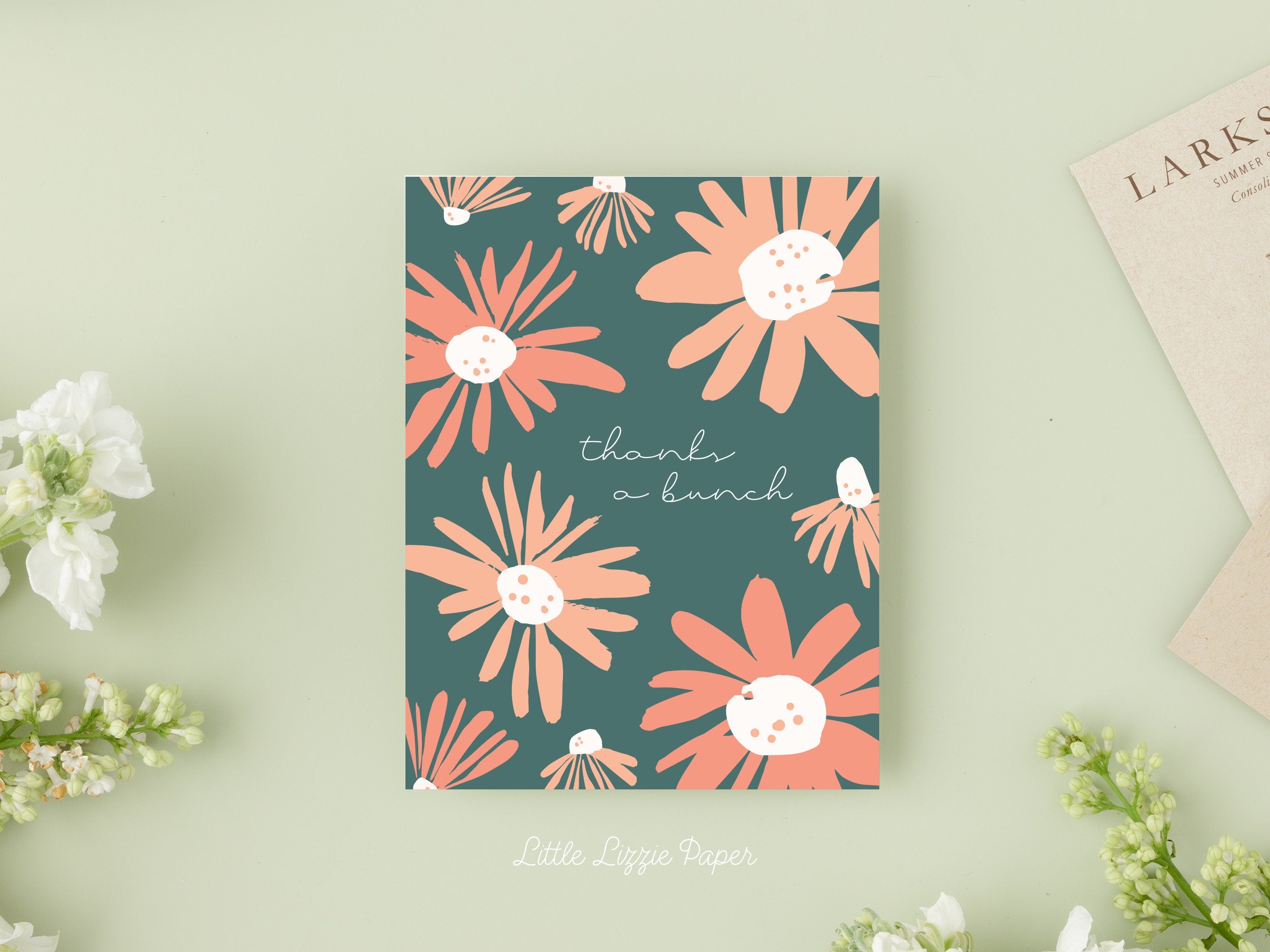 Thanks a Bunch Card – Friendship Card – Folded 4.25 x 5.5 Greeting Card – Social Stationery