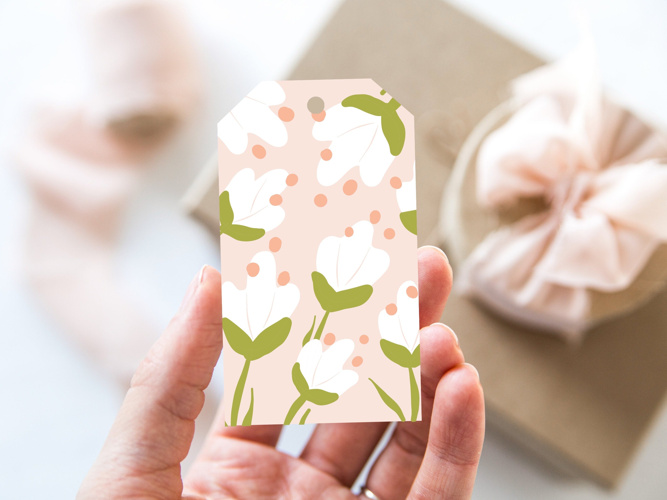 White Floral Gift Tags – Set of 8 Gift Tags – 2 x 3.5 Gift Tags – Birthday Gift Tags – Holiday Gift Tags