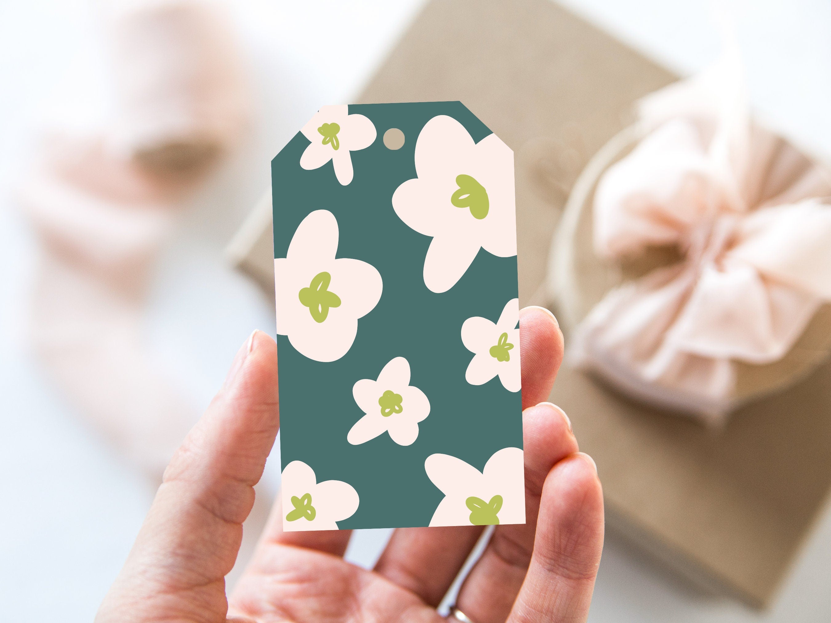 Teal Floral Gift Tags – Set of 8 Gift Tags – 2 x 3.5 Gift Tags – Birthday Gift Tags – Holiday Gift Tags