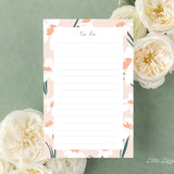 White Floral To Do Notepad – 50-Sheet Tear-Off Notepad, 5.5 x 8.5 Notepad