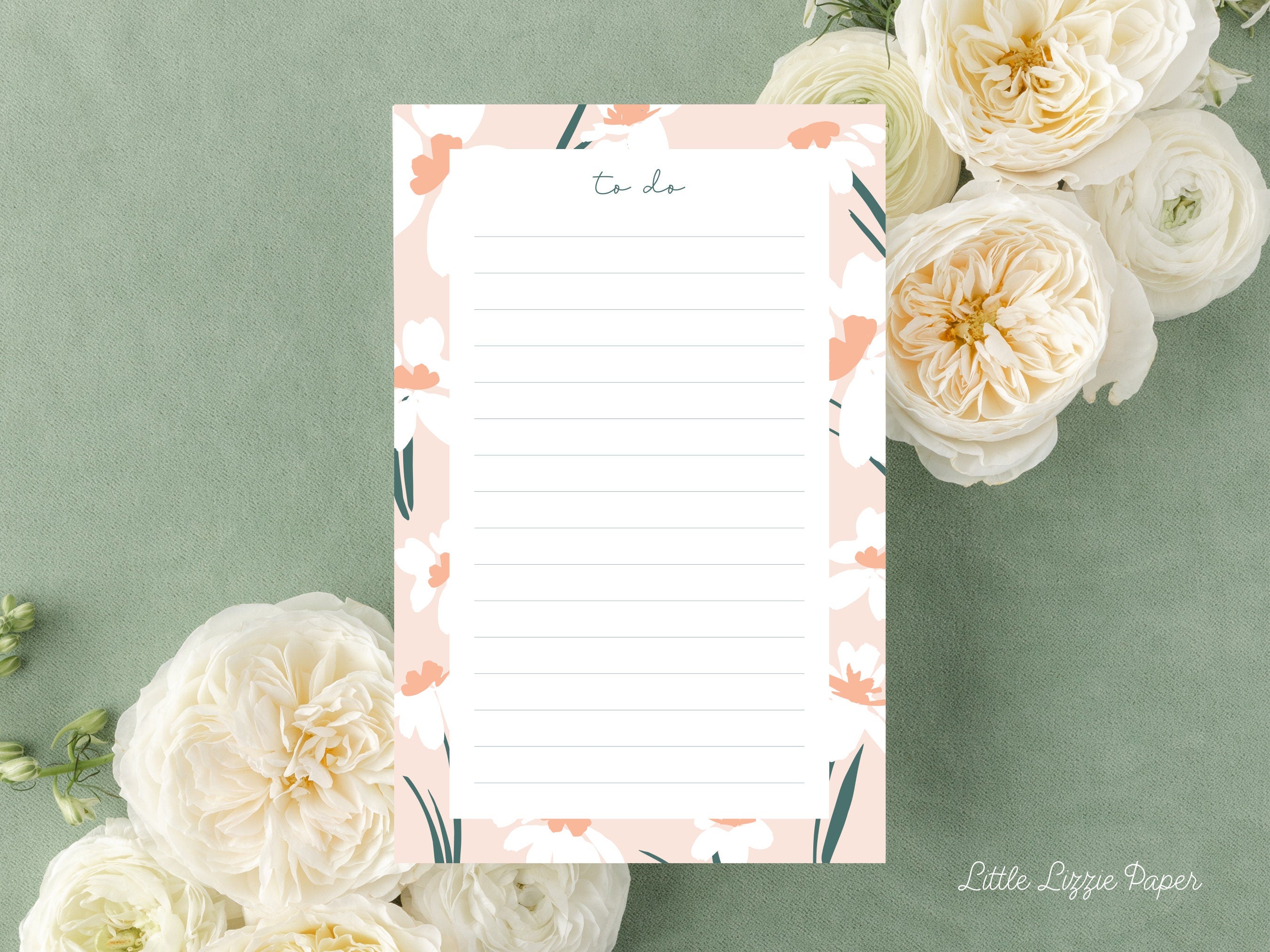 White Floral To Do Notepad – 50-Sheet Tear-Off Notepad, 5.5 x 8.5 Notepad
