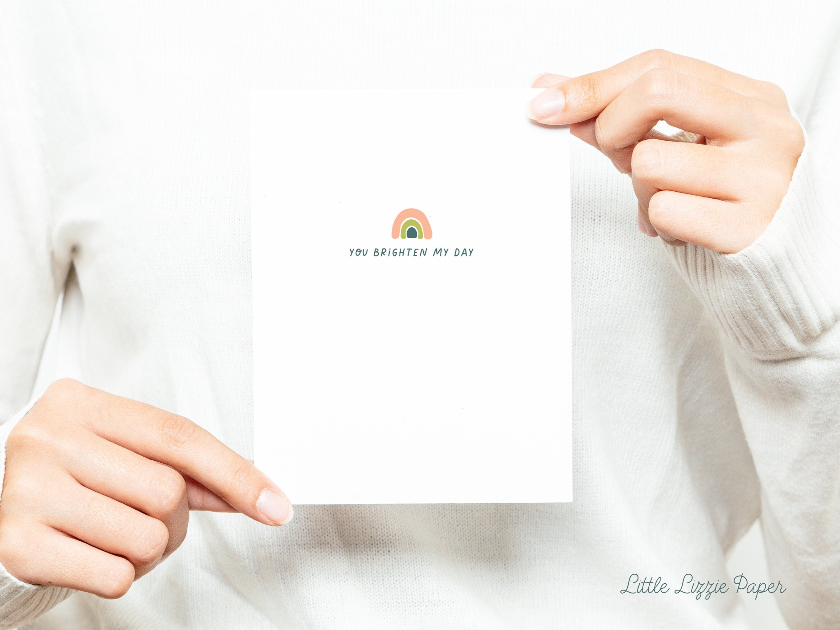 You Brighten My Day Card – Friendship Card – Folded 4.25 x 5.5 Greeting Card – Social Stationery