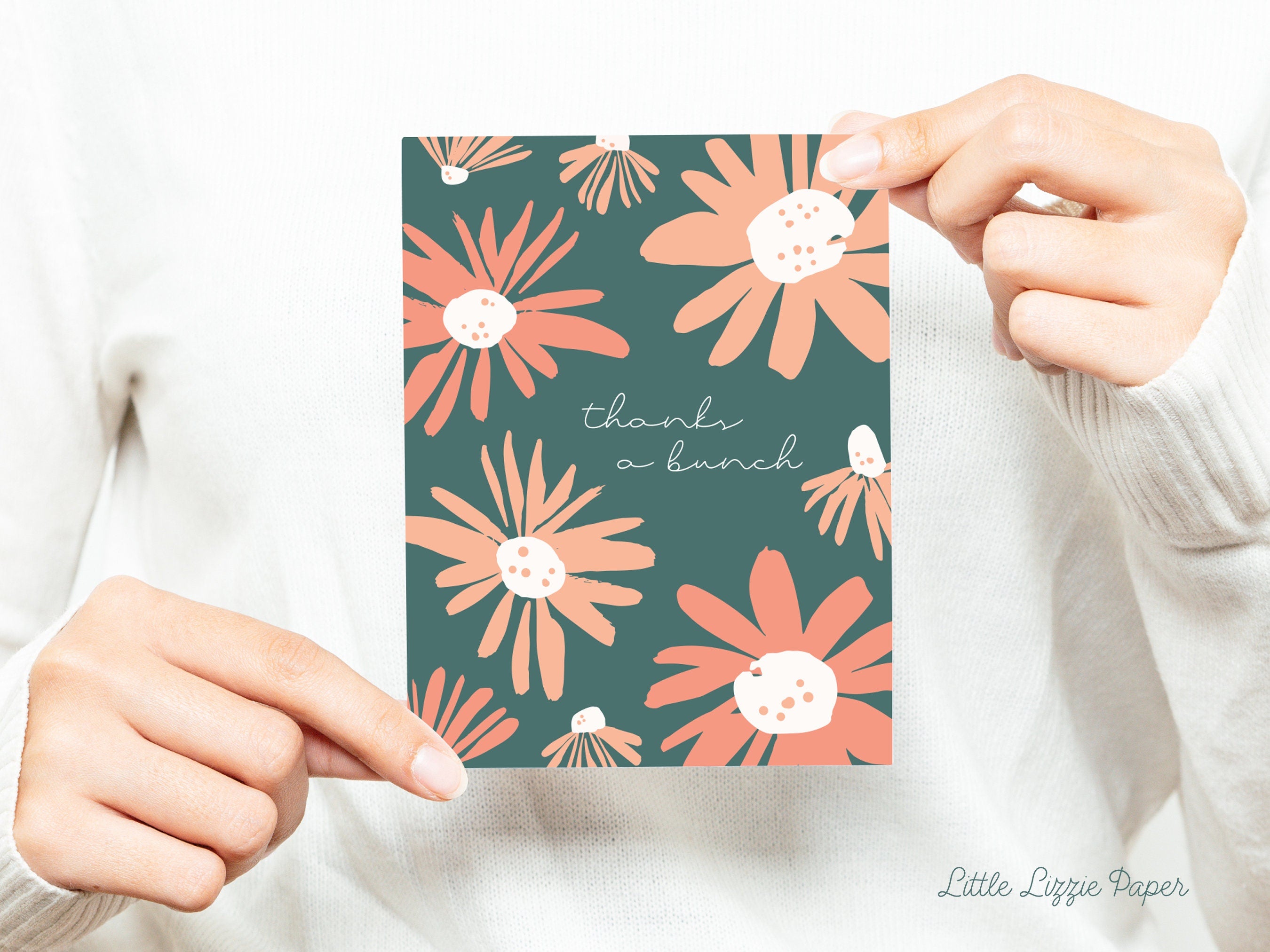 Thanks a Bunch Card – Friendship Card – Folded 4.25 x 5.5 Greeting Card – Social Stationery