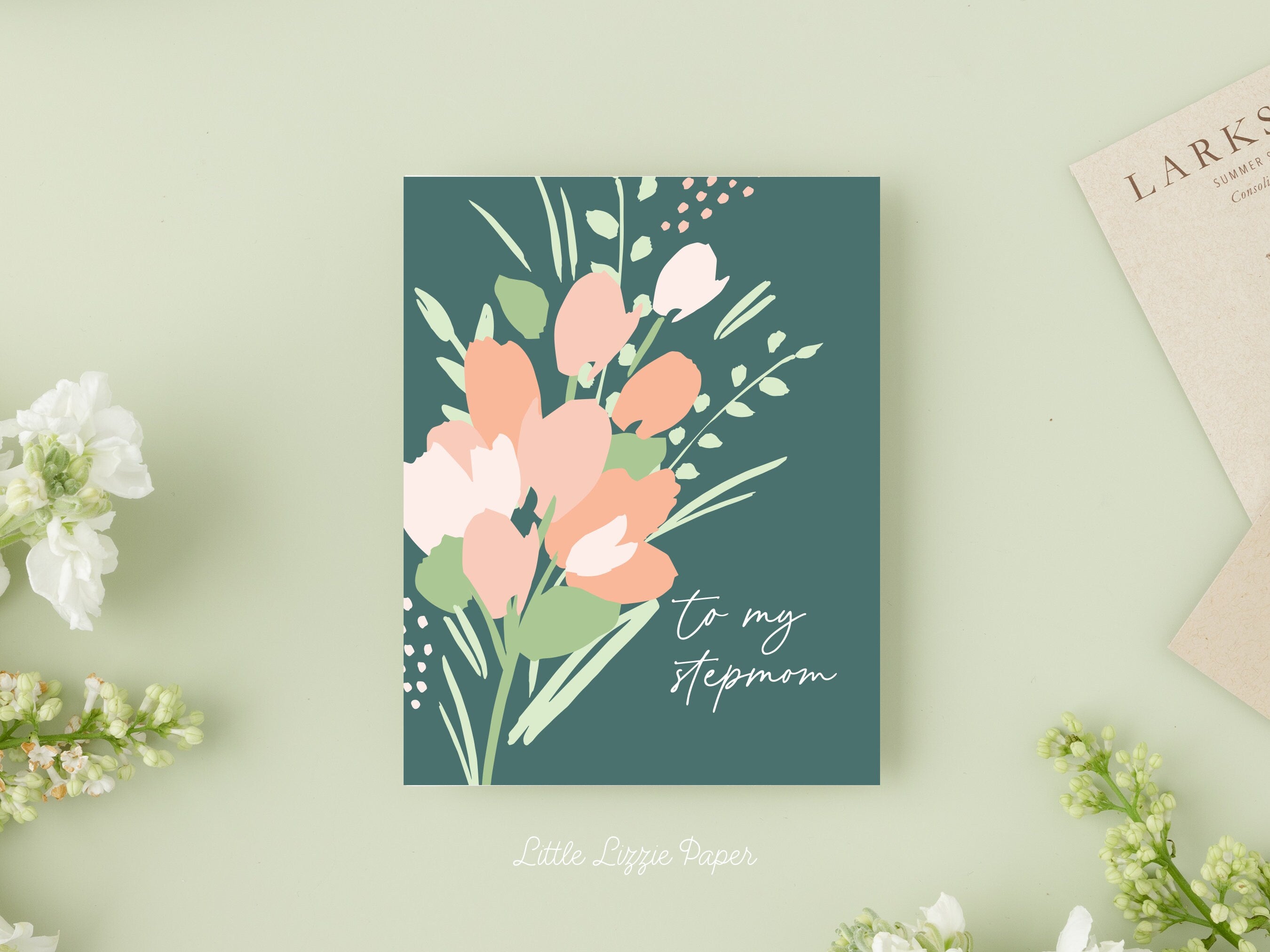 Stepmom Floral Card – Mother's Day Card – Birthday Card– Folded 4.25 x 5.5 Greeting Card – Social Stationery