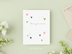 Love You Mom Card - Mother's Day Card – Heart Card – Birthday Card – Folded 4.25 x 5.5 Greeting Card – Social Stationery