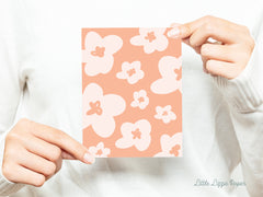 Pink Floral Card - Thank You Card – Birthday Card – Folded 4.25 x 5.5 Greeting Card – Social Stationery