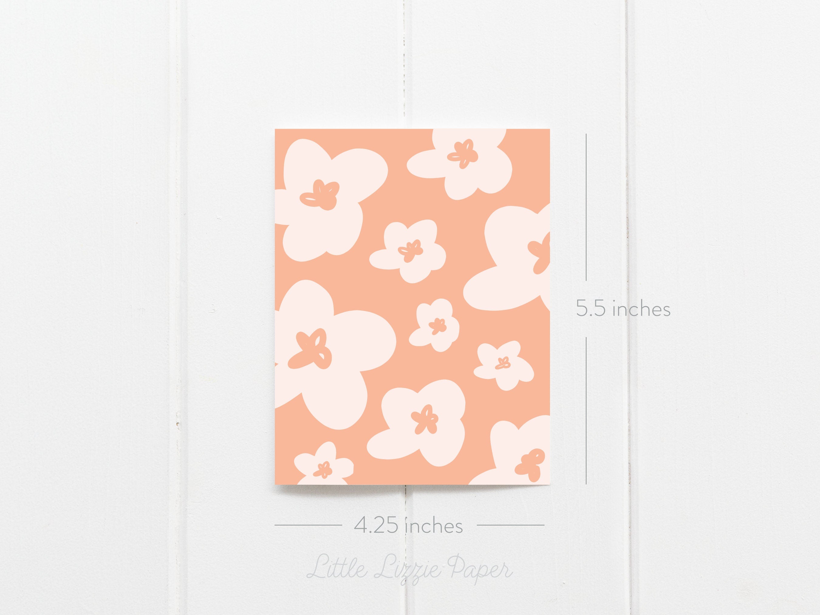 Pink Floral Card - Thank You Card – Birthday Card – Folded 4.25 x 5.5 Greeting Card – Social Stationery