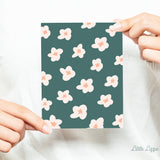 Teal Floral Card - Thank You Card – Birthday Card – Folded 4.25 x 5.5 Greeting Card – Social Stationery