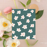 Teal Floral Card - Thank You Card – Birthday Card – Folded 4.25 x 5.5 Greeting Card – Social Stationery